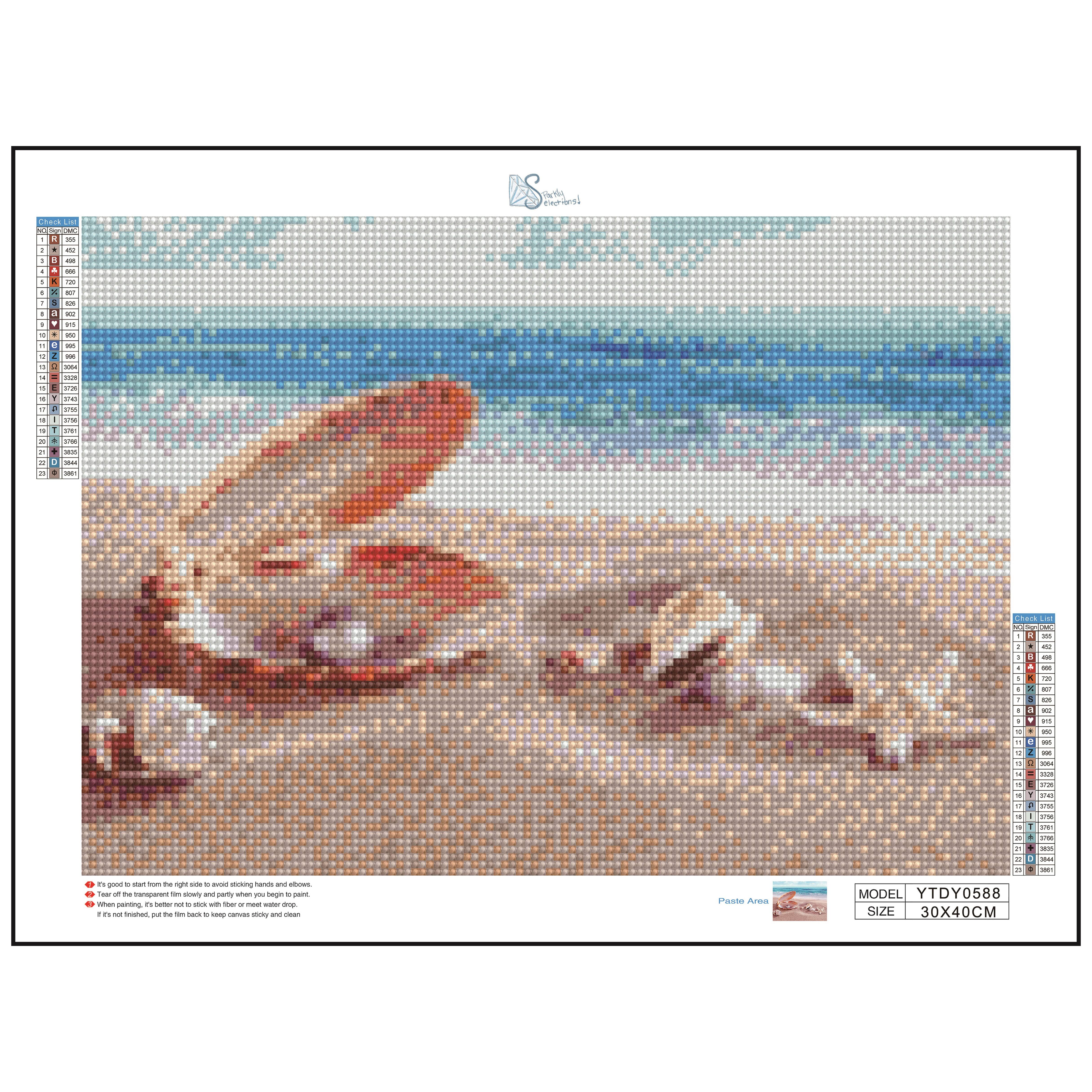 Sparkly Selections Beginner Seashells by the Seashore Diamond Painting Kit, Square Diamonds
