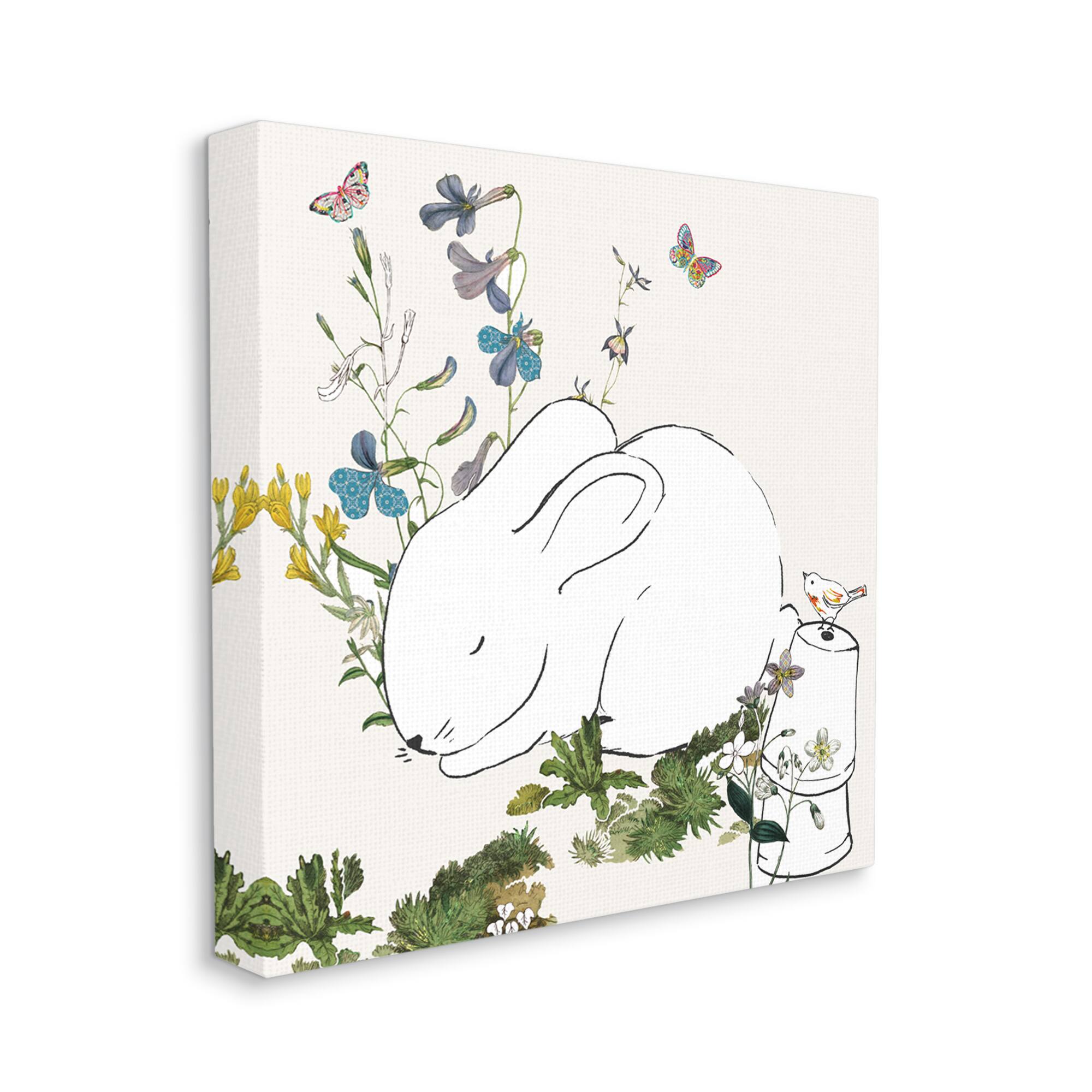 Stupell Industries Sleeping Bunny in Butterfly Garden Wall Art