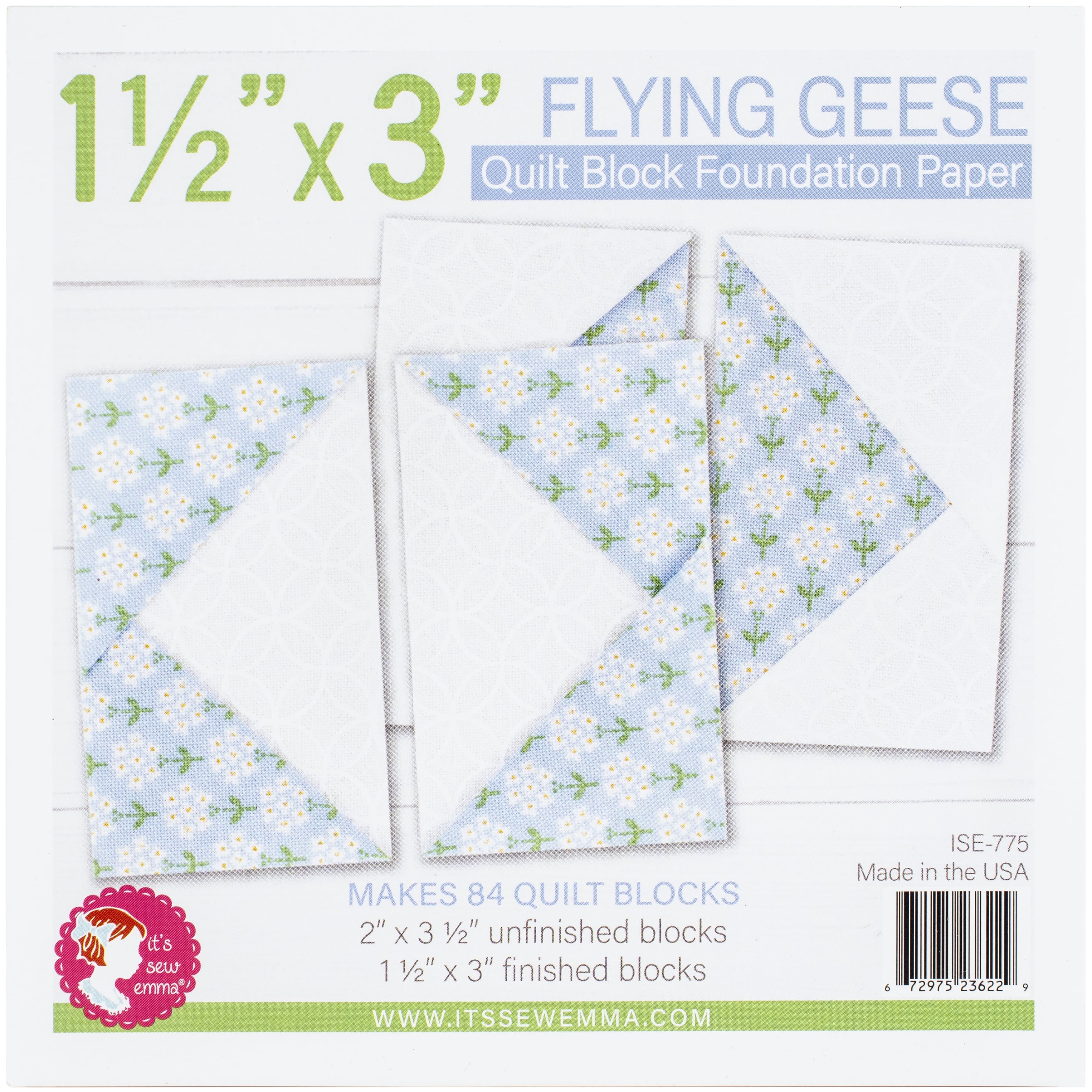 It&#x27;s Sew Emma&#xAE; Flying Geese Quilt Block Foundation Paper, 1.5&#x22; x 3&#x22;
