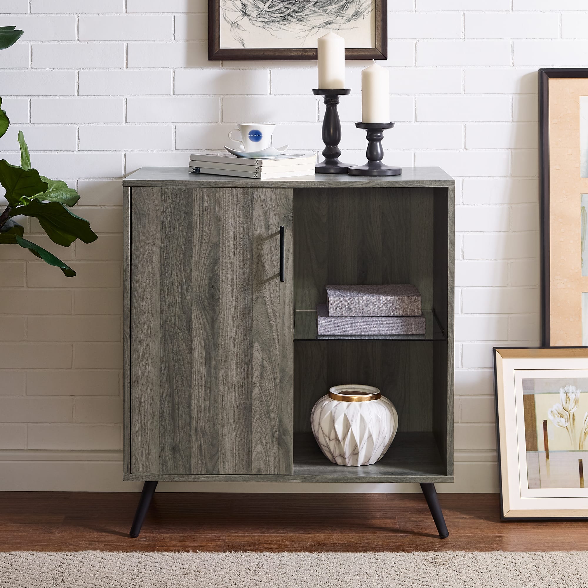 Walker Edison 30&#x22; Slate Grey Modern Wood Accent Cabinet 