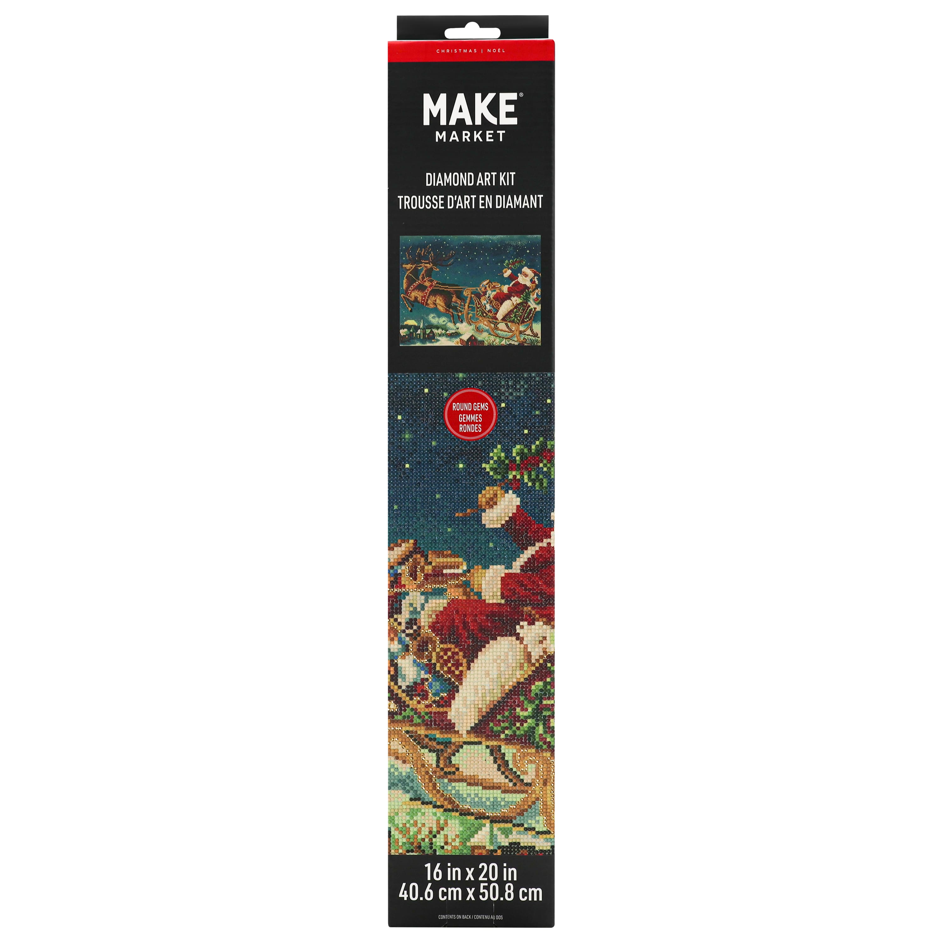 16&#x22; x 20&#x22; Santa Sleigh Diamond Art Kit by Make Market&#xAE;