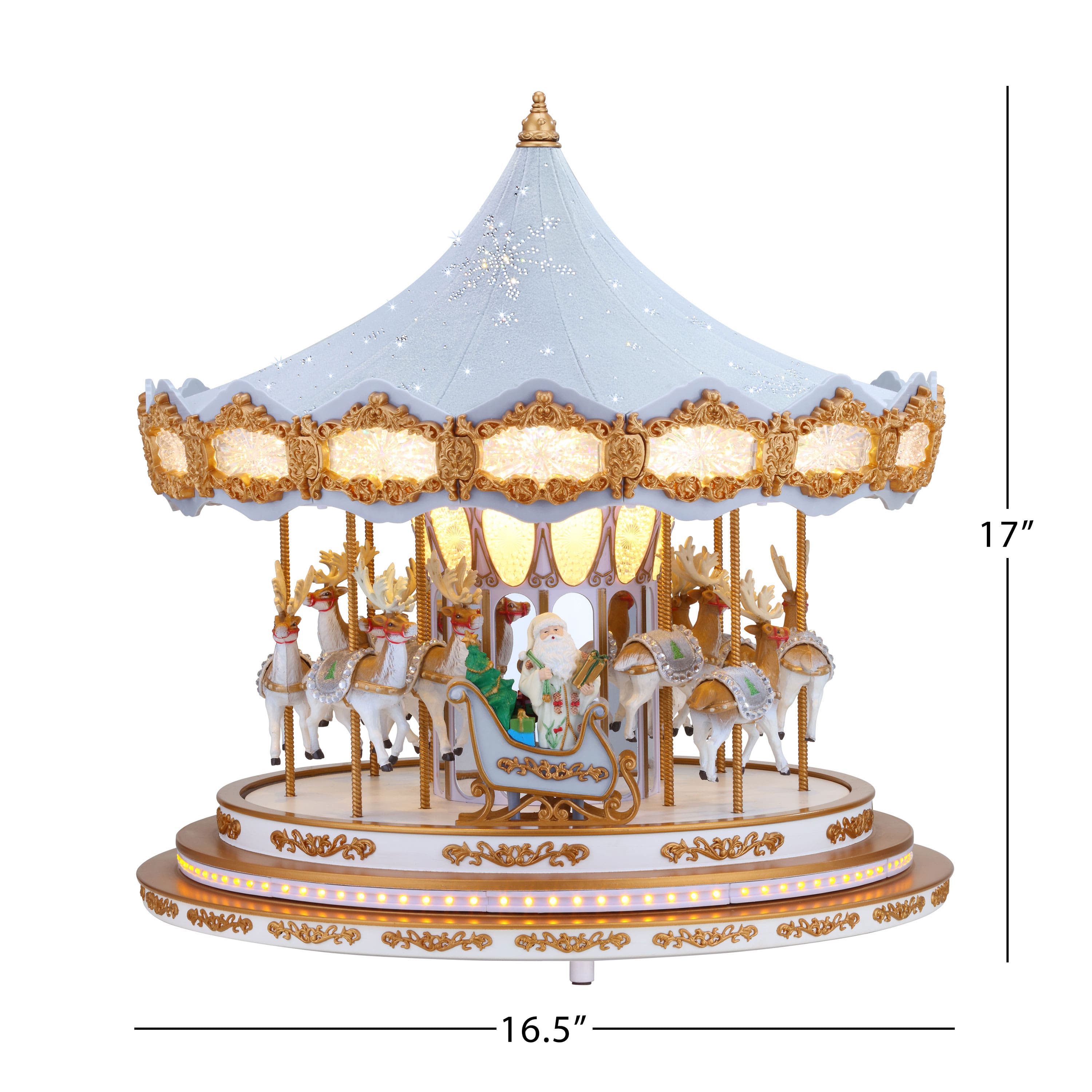 90th Anniversary Collection 17" Ice Blue Animated & Musical LED Crystal Carousel Accent