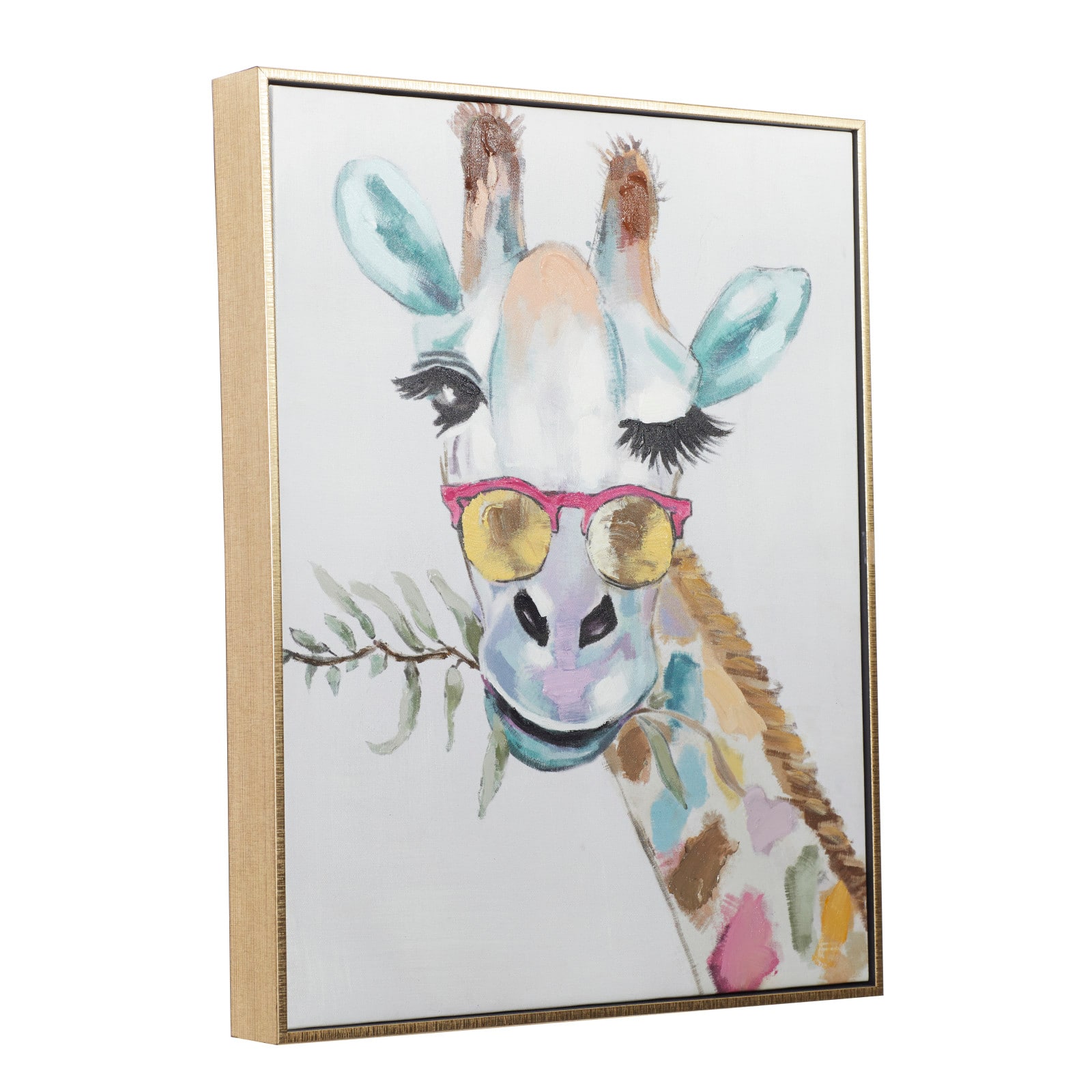 CosmoLiving by Cosmopolitan Multicolor Giraffe Framed Canvas Wall Art