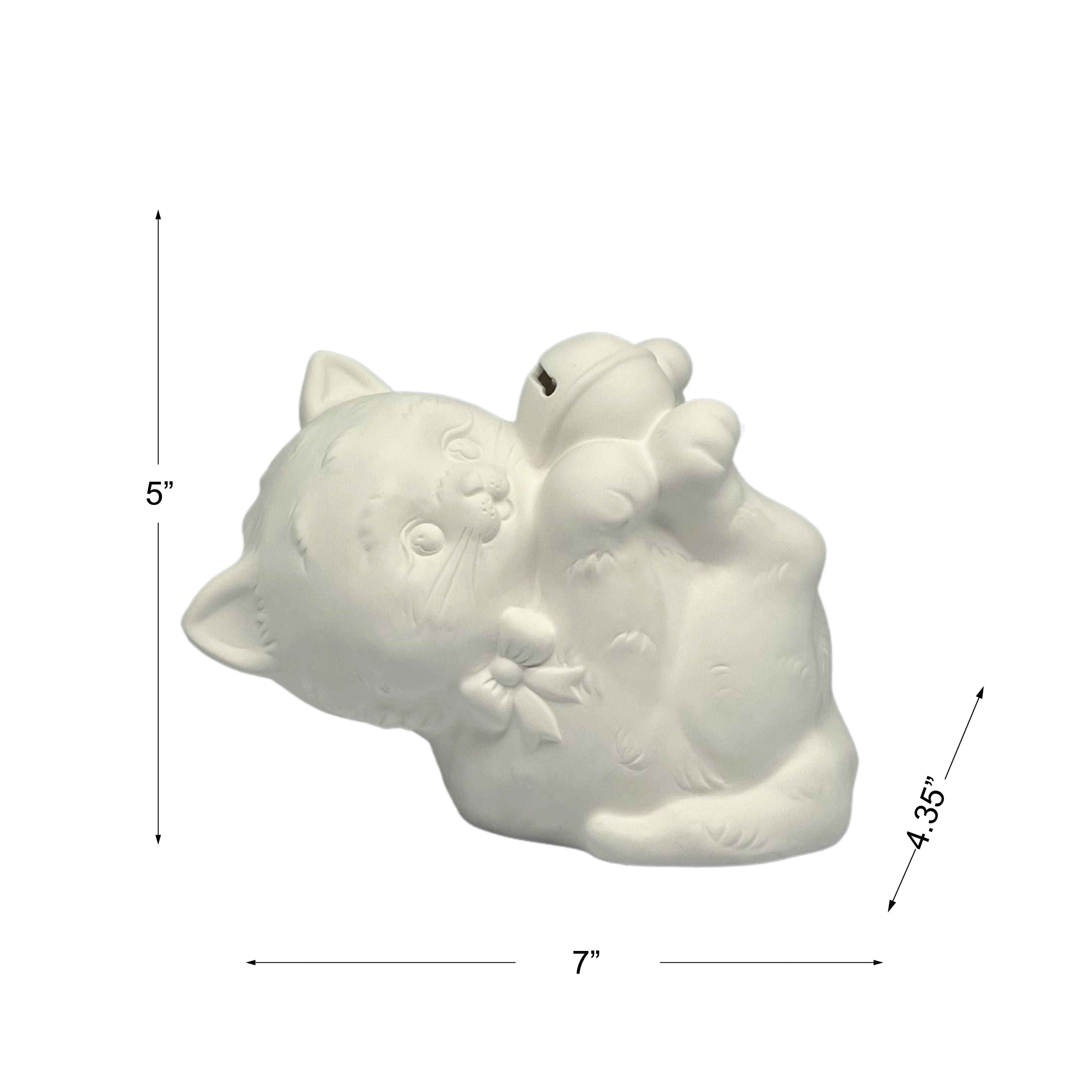 7&#x22; LED DIY Ceramic Cat with Bell D&#xE9;cor by Make Market&#xAE;