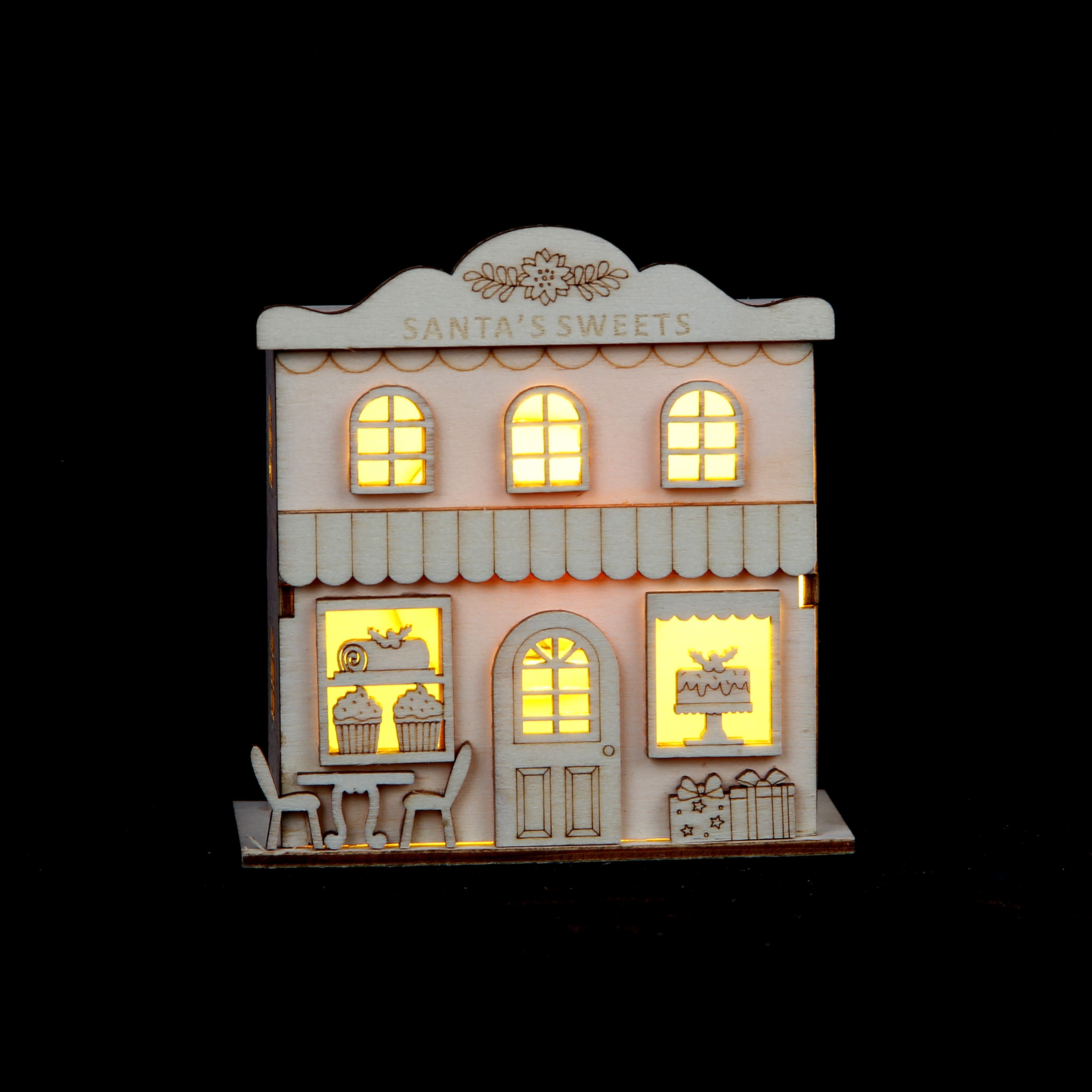 3.75&#x22; Unfinished Santa&#x27;s Sweets DIY LED Wood D&#xE9;cor by Make Market&#xAE;