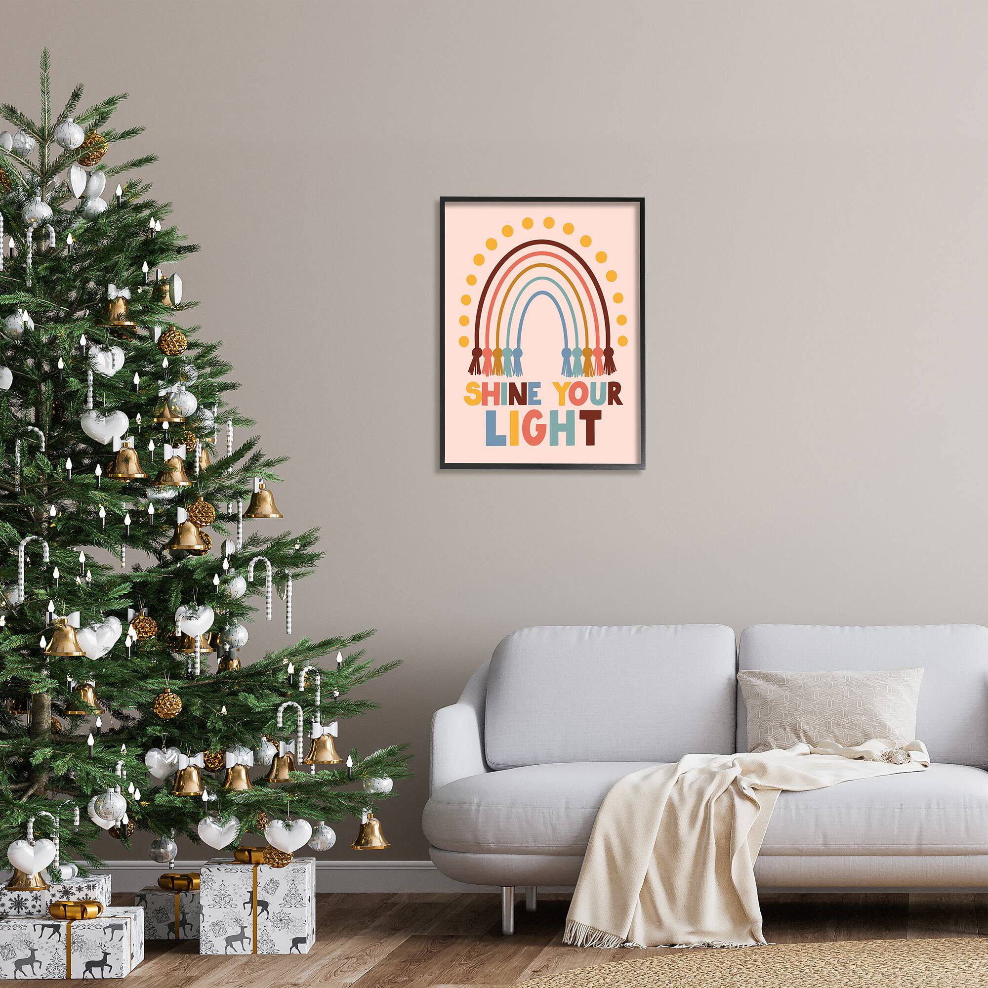Stupell Industries Shine Your Light Hanukkah Rainbow Framed Giclee Art