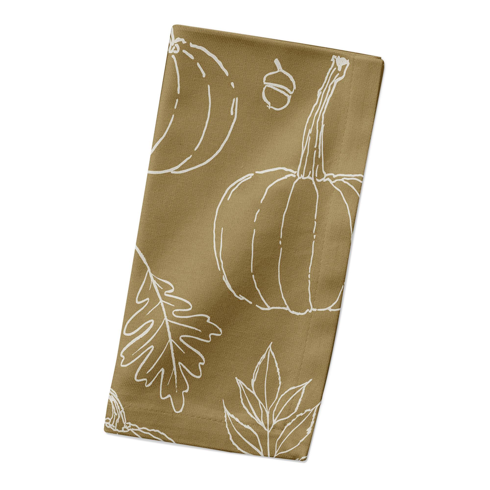 Mustard Yellow Fall Pattern Cotton Twill Napkin