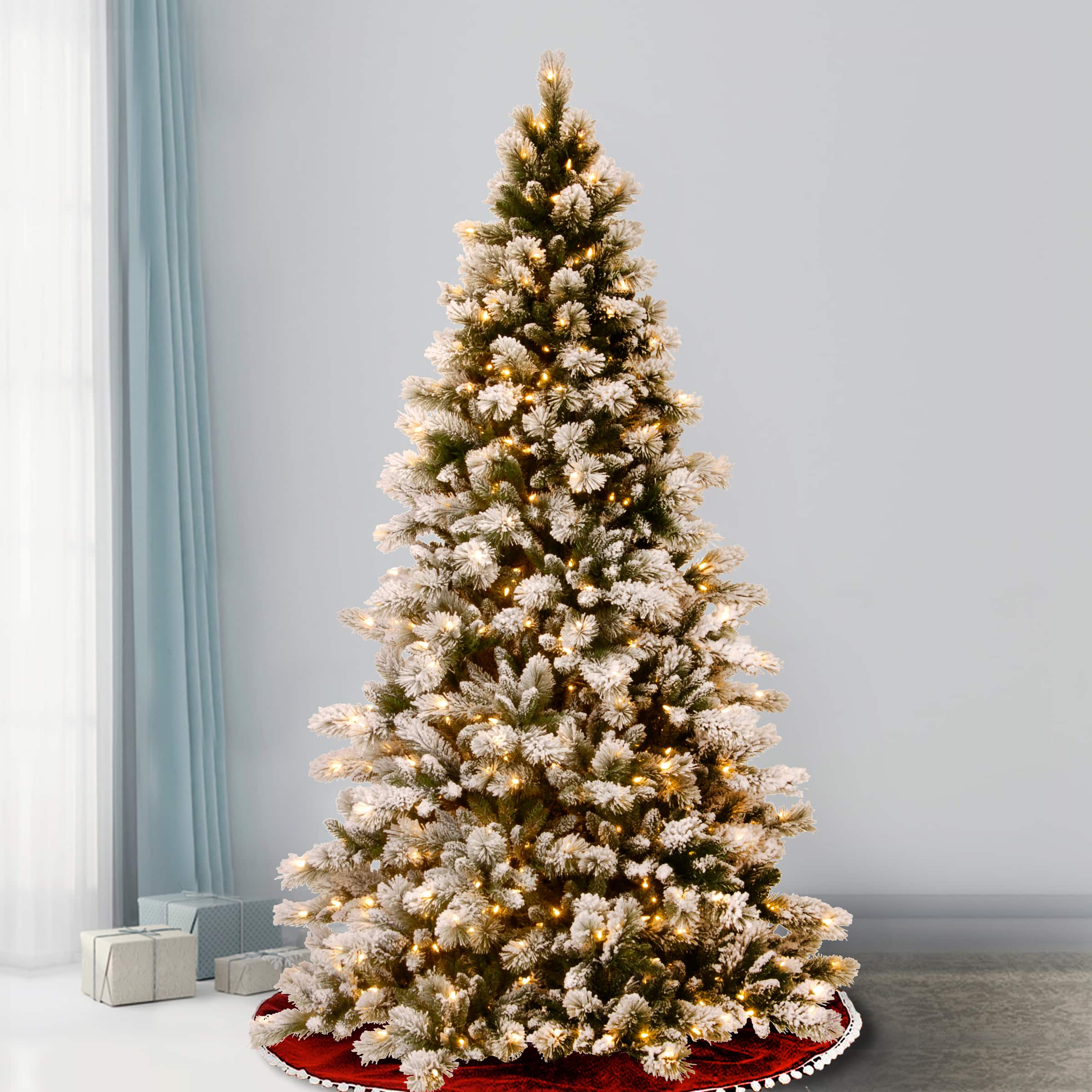 7.5ft. Pre-Lit Snowy Westwood Pine Artificial Christmas Tree, Clear Lights