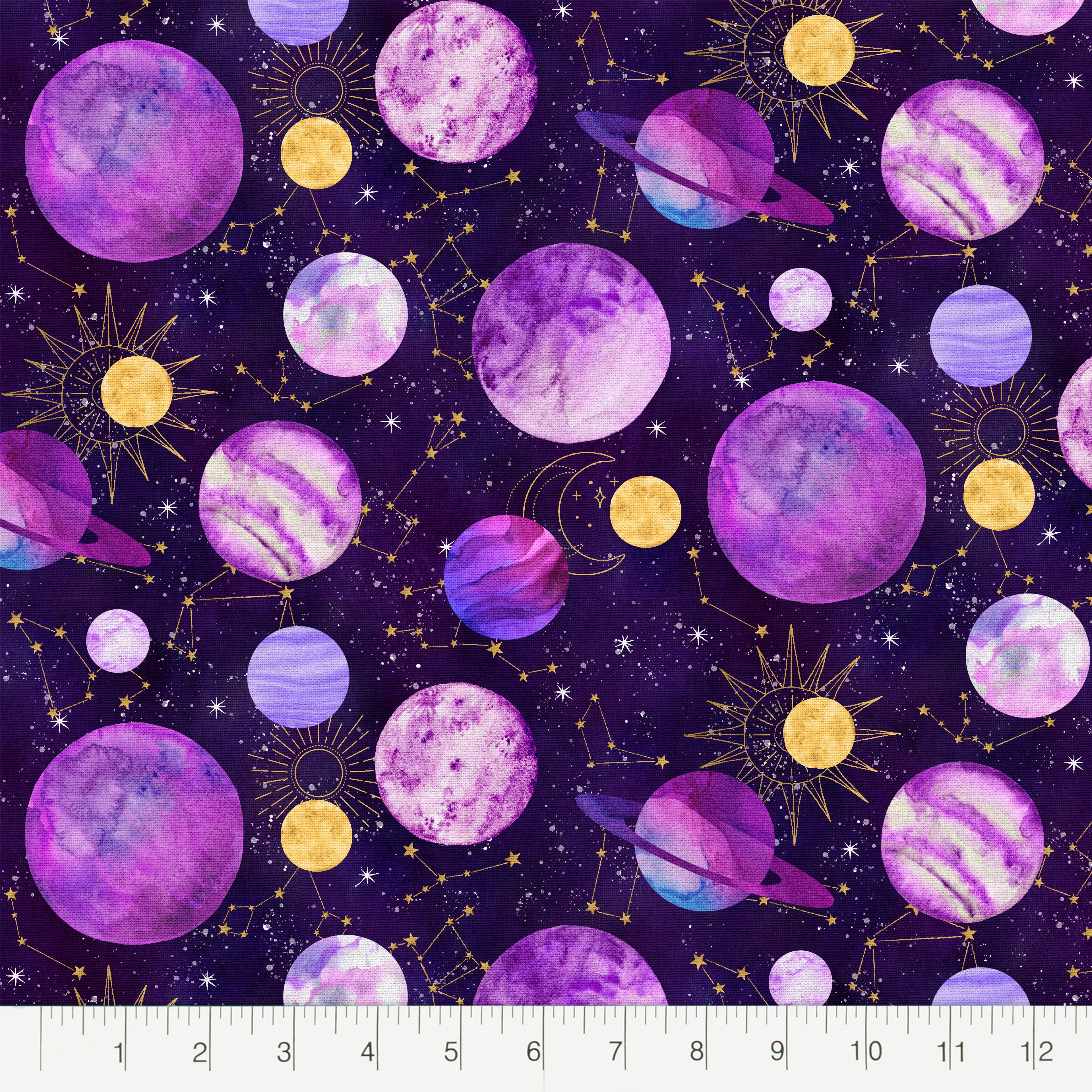 Purple Space Cotton Fabric Bundle by Loops &#x26; Threads&#x2122;