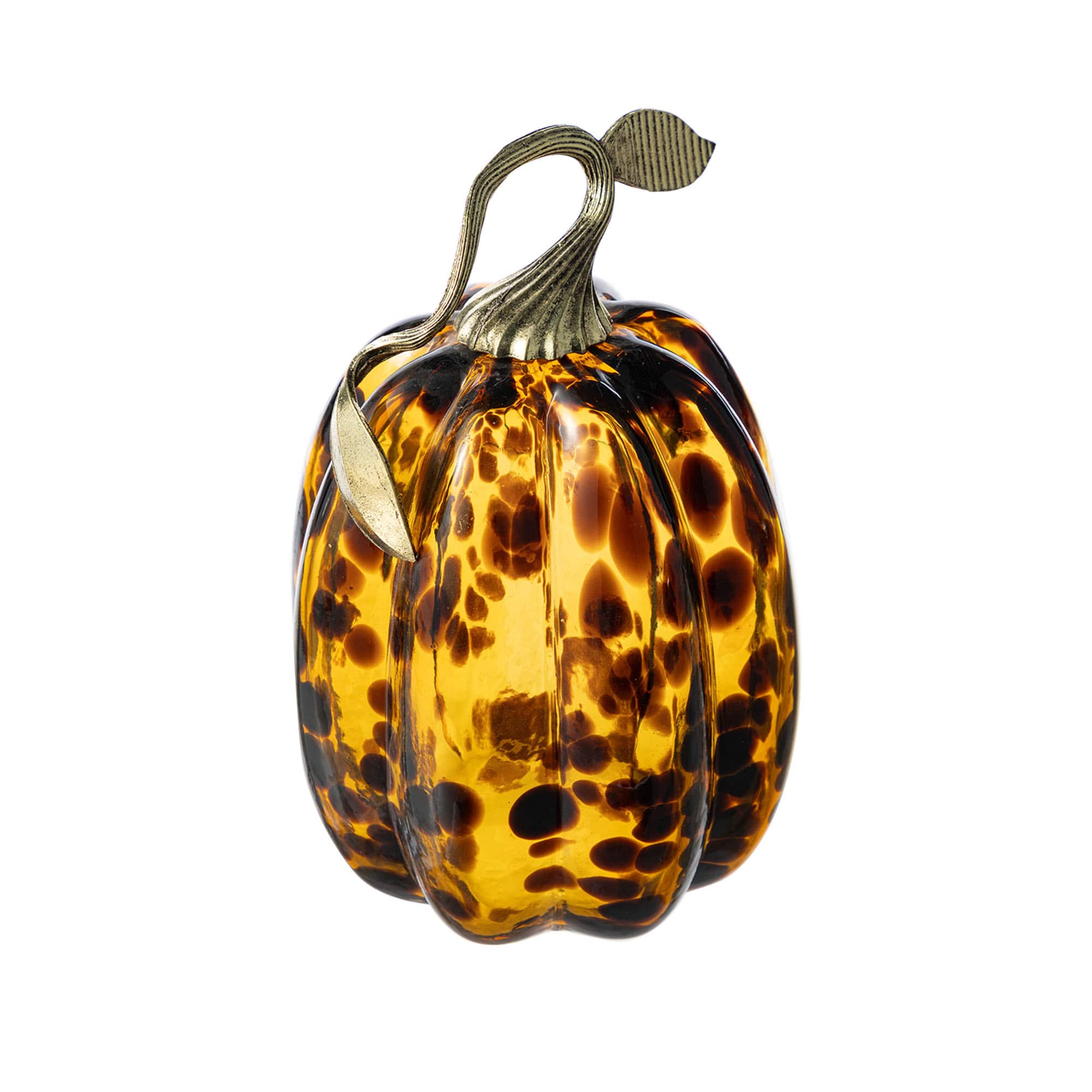 Glitzhome&#xAE; Amber Dots Glass Pumpkin