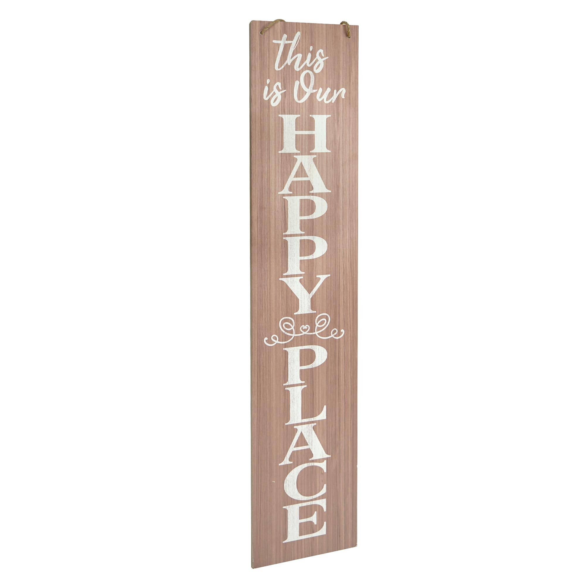 American Art D&#xE9;cor&#x2122; 47.25&#x22; Happy Place Nut House Double-Sided Hanging &#x26; Leaning Wall Sign