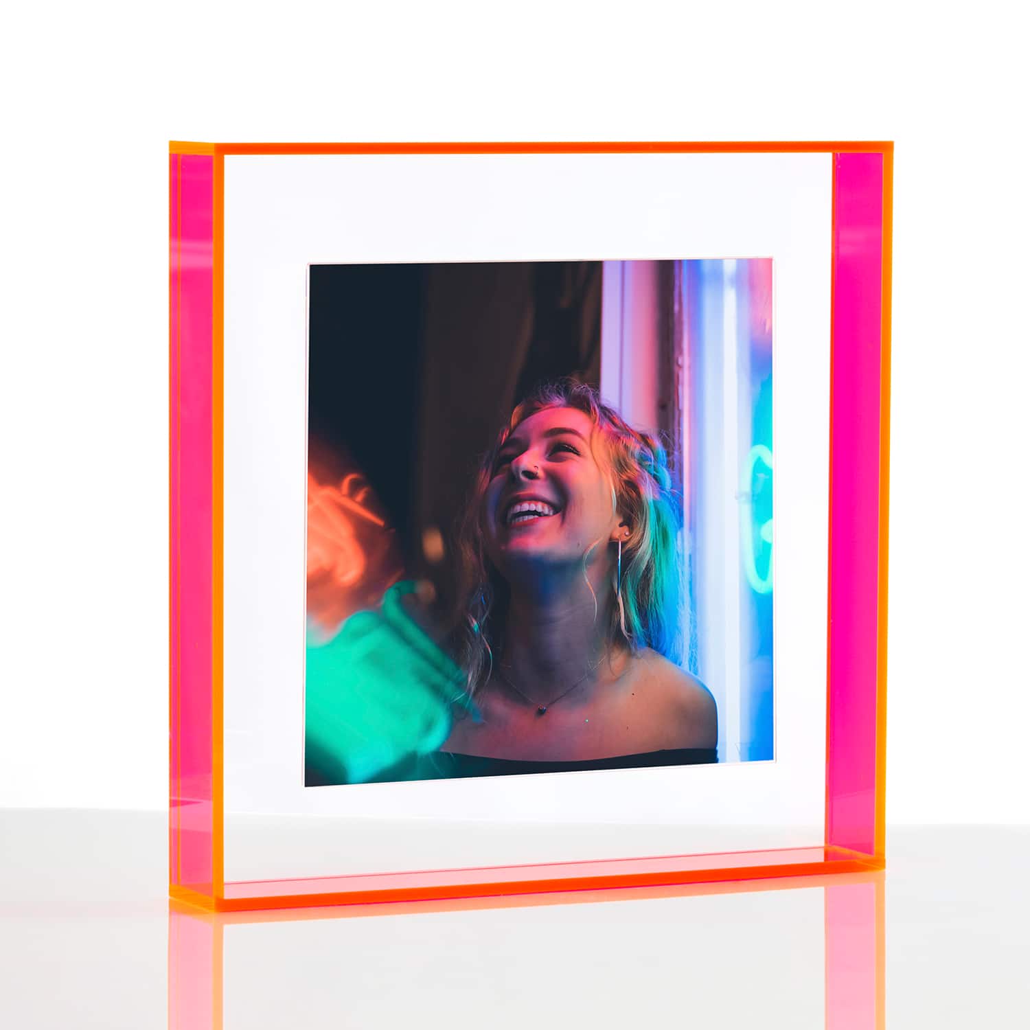 Wexel Art Neon Pink Float Frame with Magnetic Photo Holder
