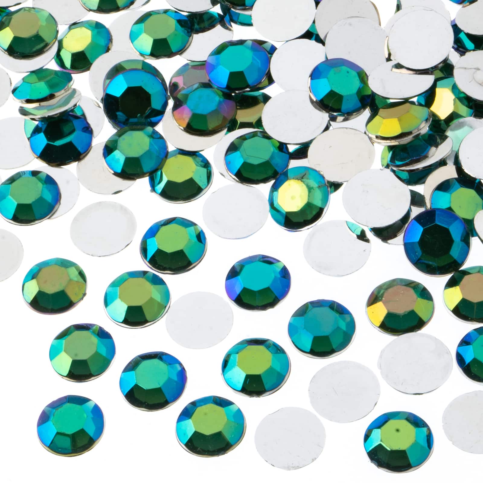 John Bead Acrylic Round Flat Back Rhinestones, 10mm
