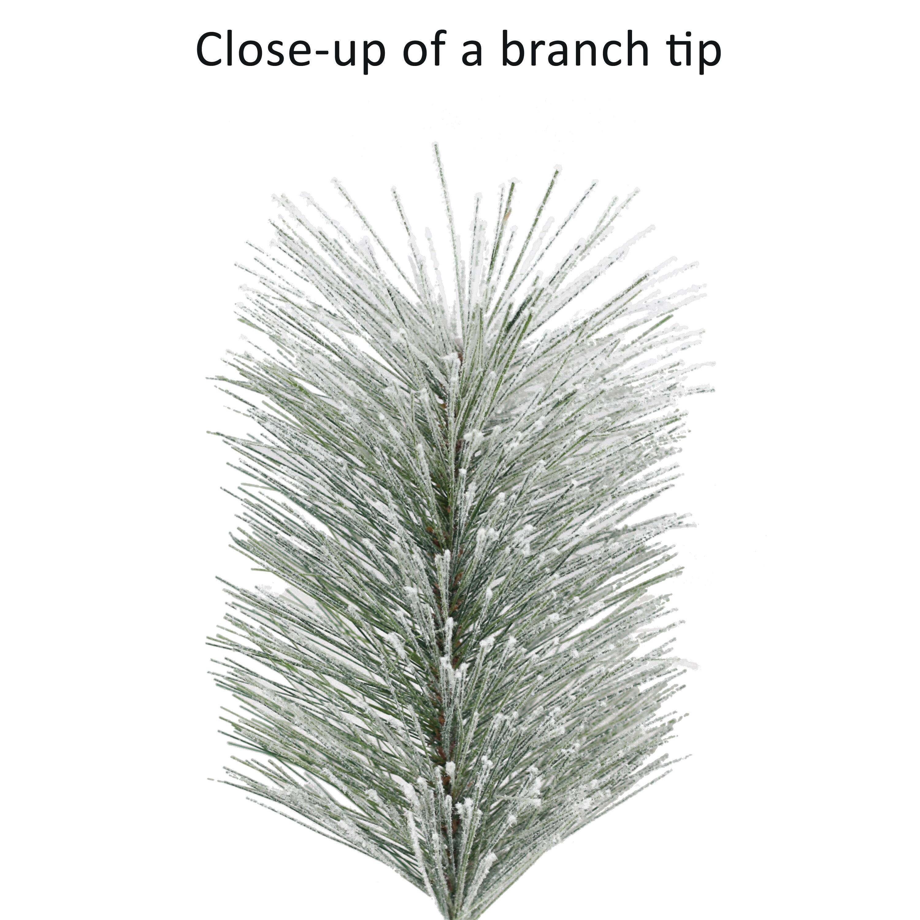 4ft. Pre-Lit Flocked Artificial Pine Lamp Post, Warm White LED Lights