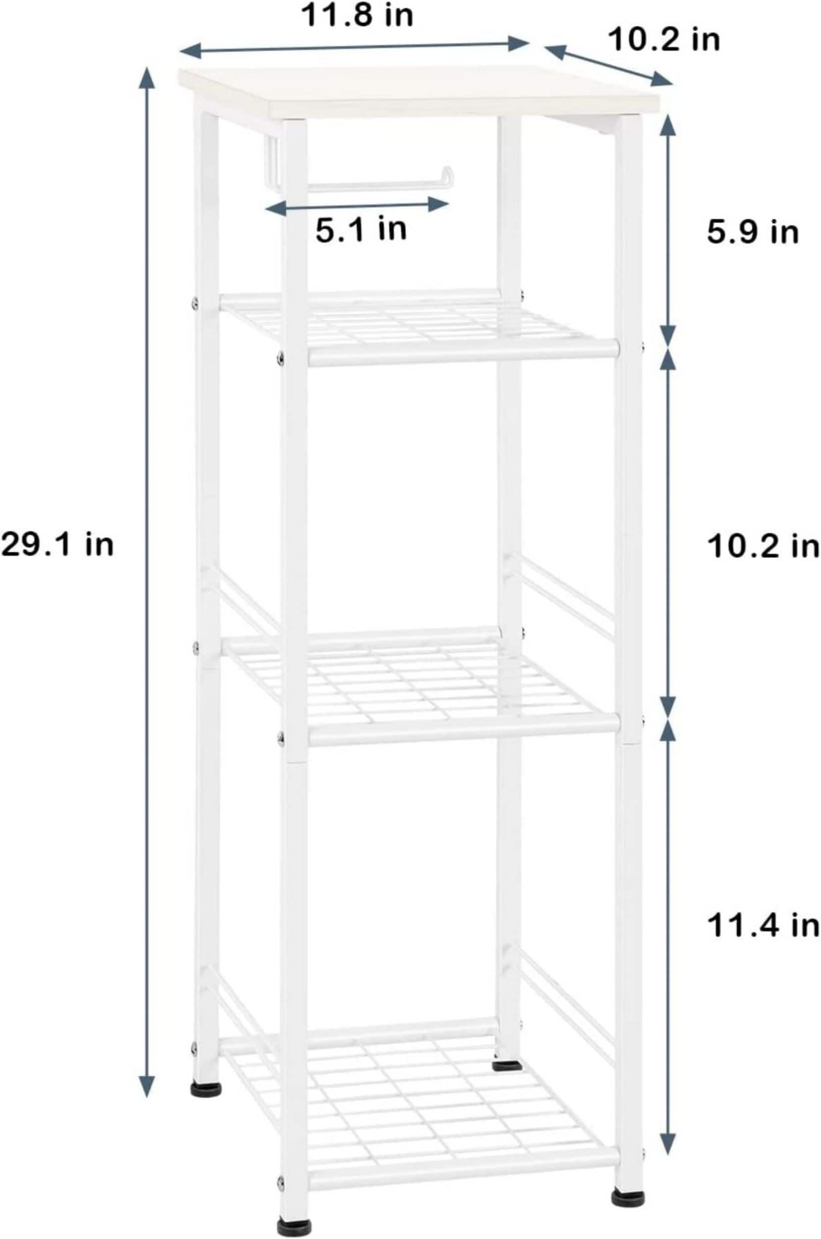 NEX&#x2122; 29&#x22; White Freestanding 4-Tier Storage Shelf with Toilet Paper Holder