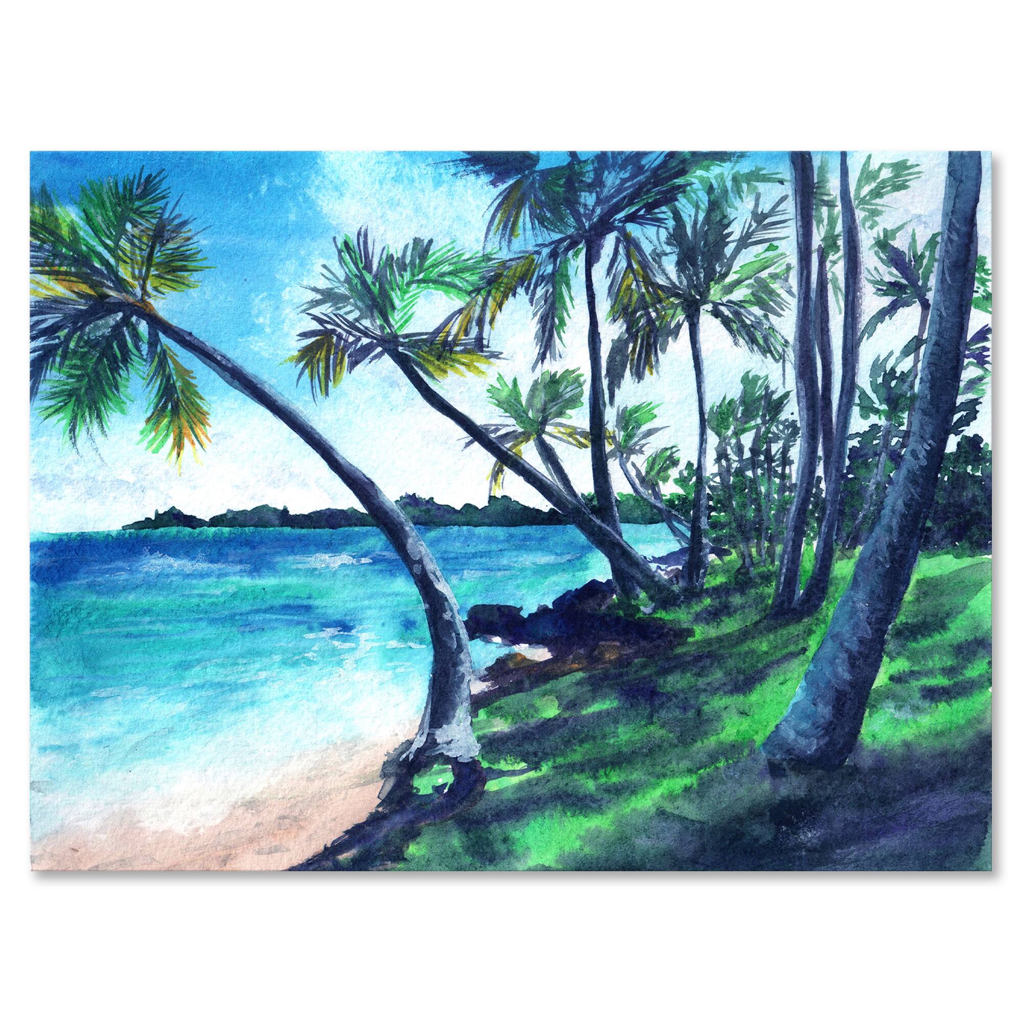 Designart - Tropical Beach In Summer Paradise - Nautical &#x26; Coastal Canvas Wall Art Print