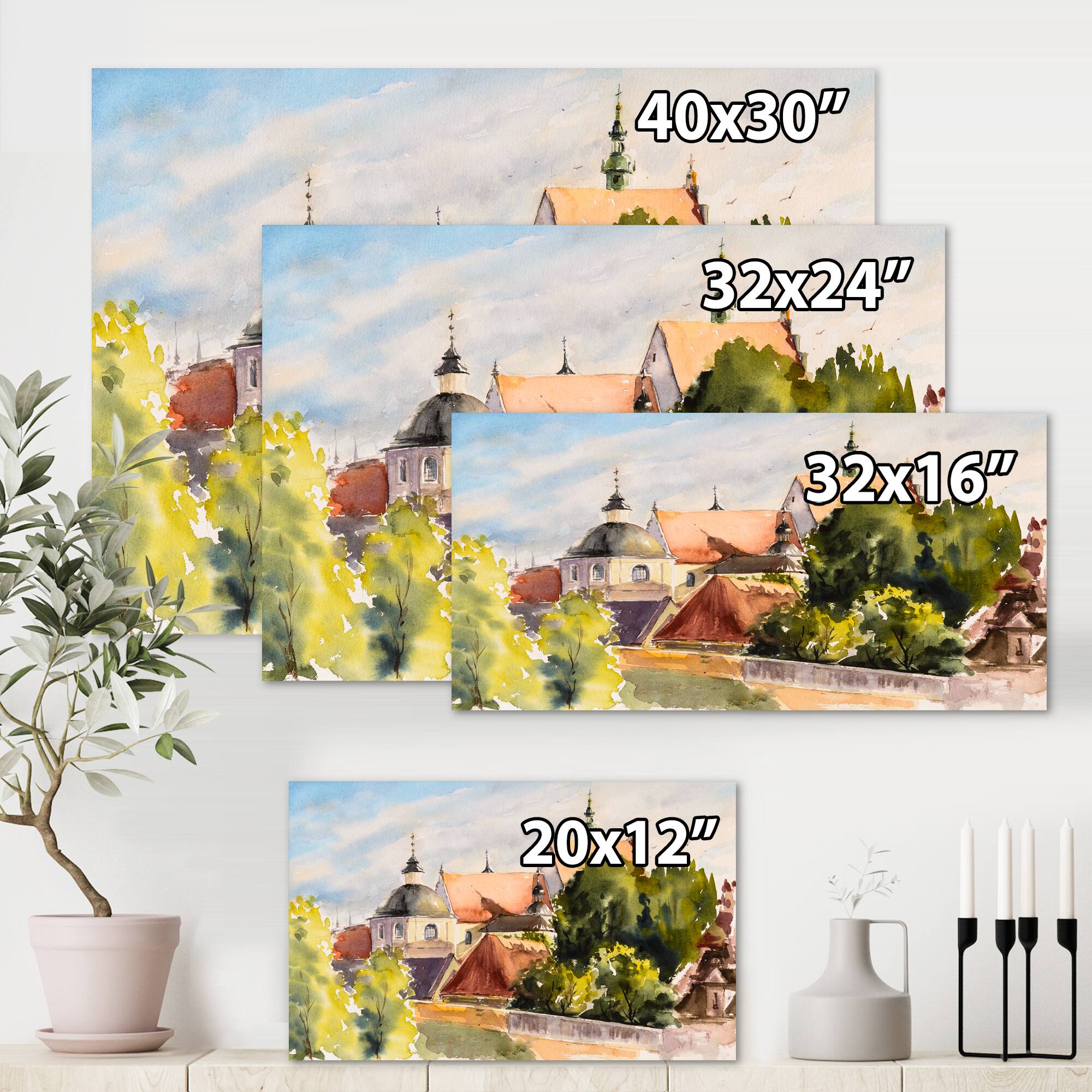 Designart - View of Old Polish City In Nature - Traditional Canvas Wall Art Print