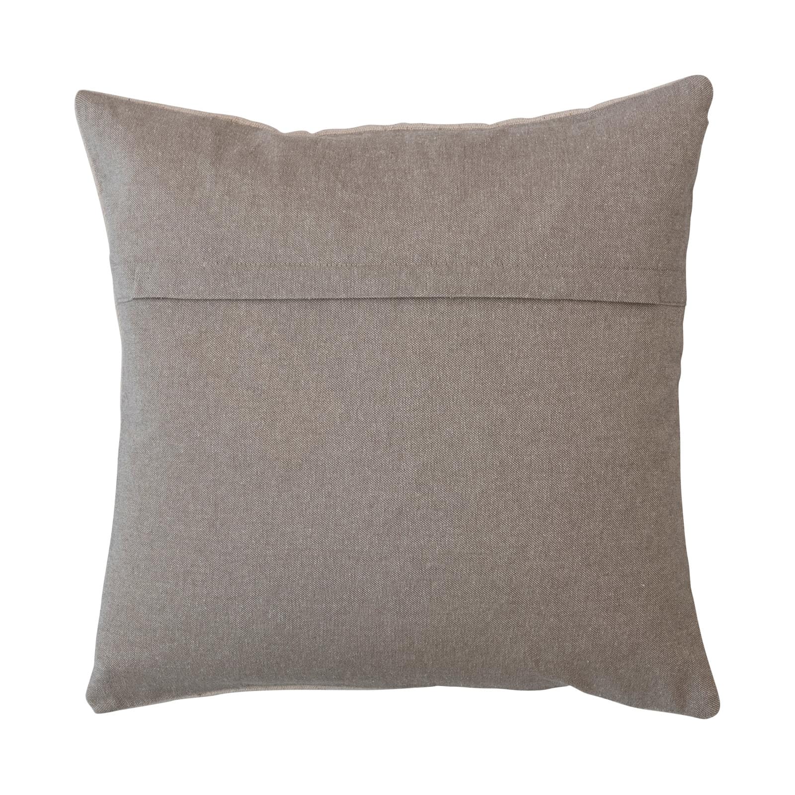 18&#x22; Cream Pumpkin &#x26; Chambray Square Cotton Slub Tufted Pillow