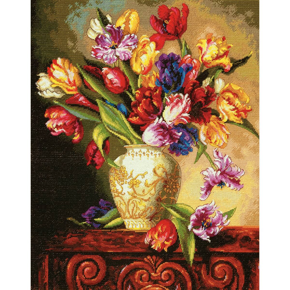 Dimensions Gold Collection Parrot Tulips Counted Cross Stitch Kit-12 X15
