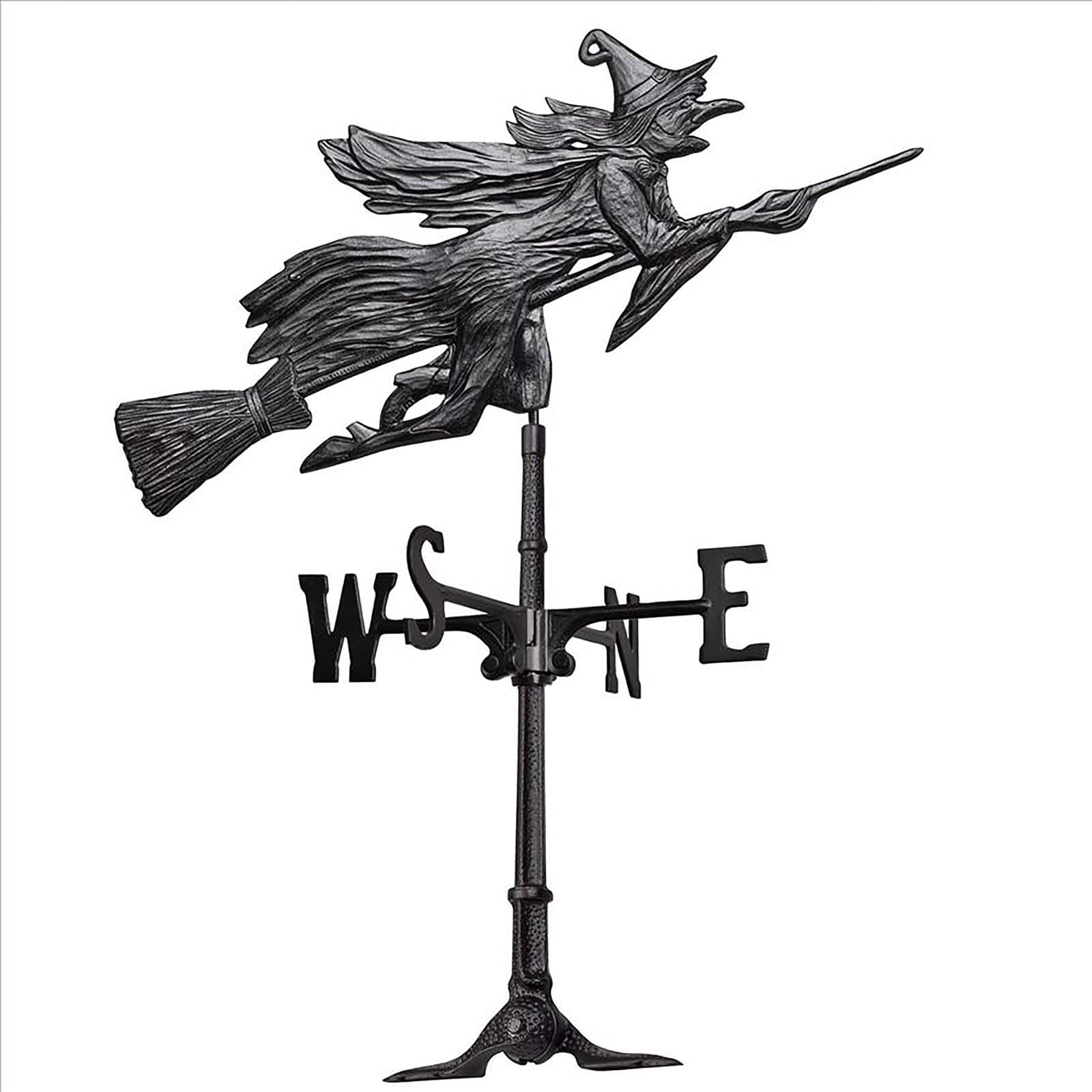 Design Toscano Roof Mount Windblown Wicked Witch Metal Weathervane