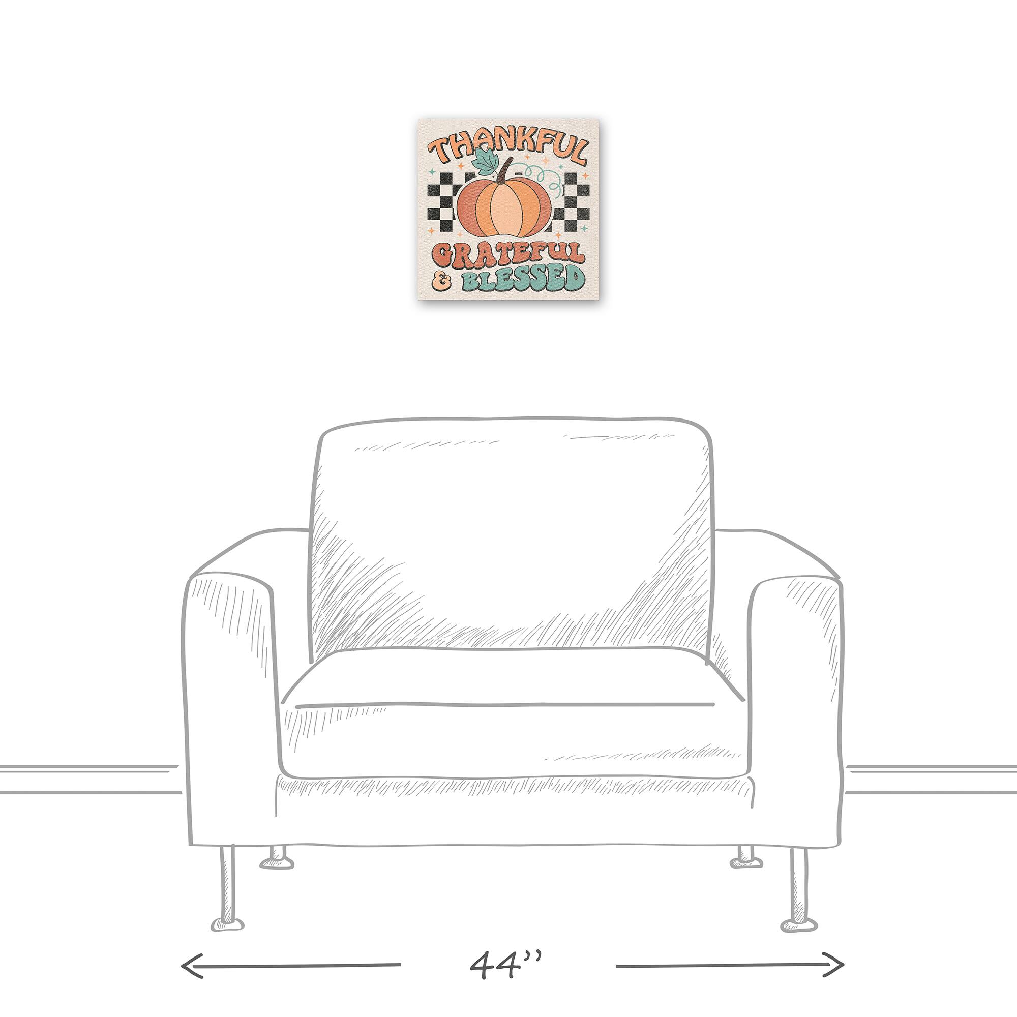 Thankful Grateful Blessed Check 12" x 12" Canvas Wall Art