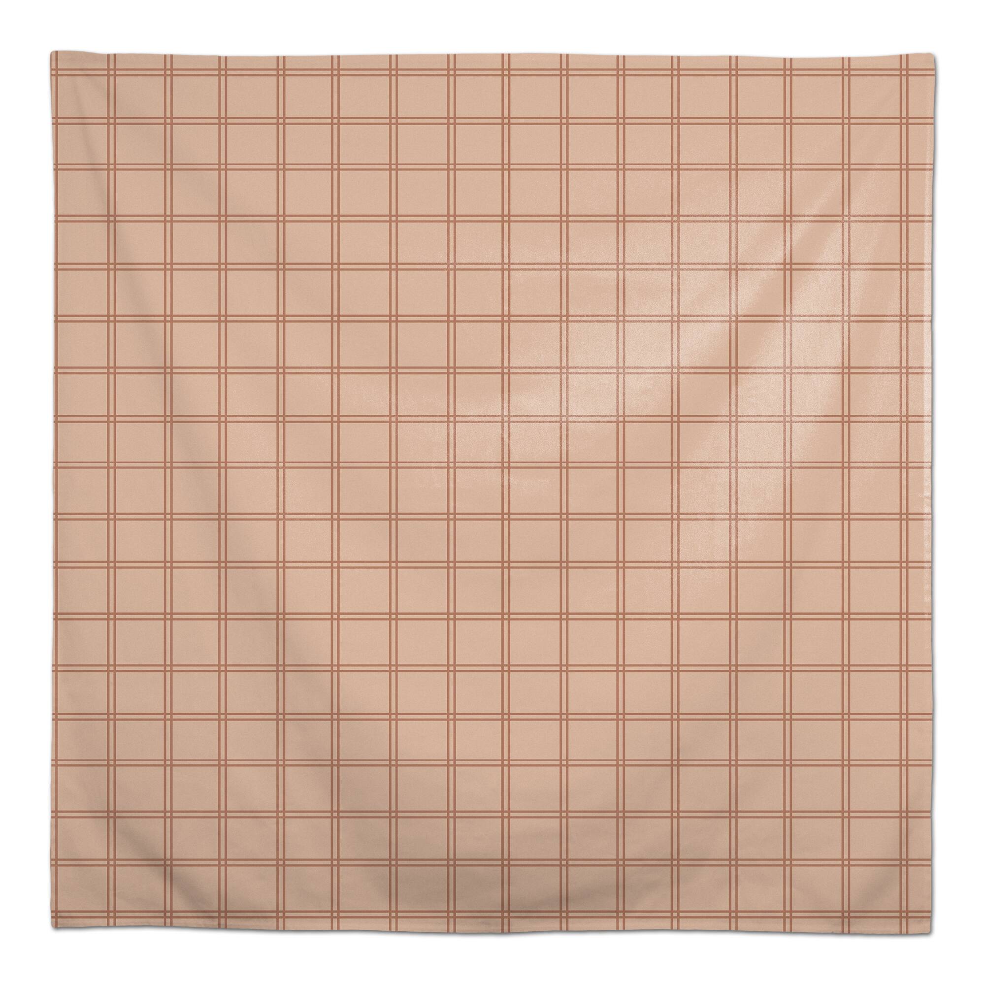 Faded Pink Grid Cotton Tablecloth
