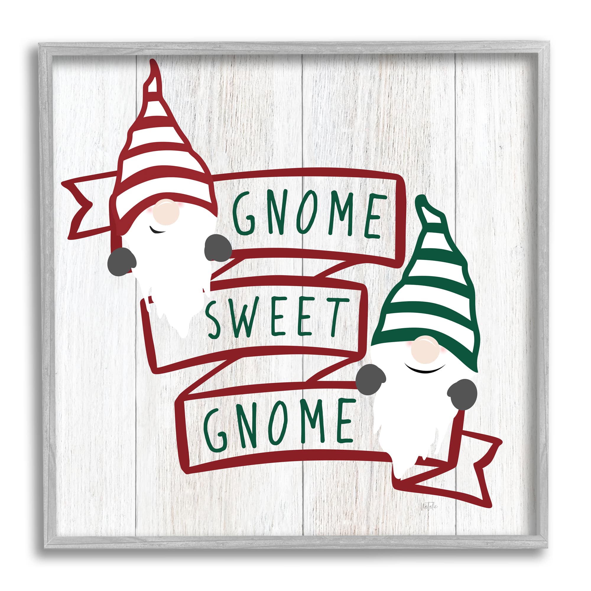 Stupell Industries Sweet Gnome Banner Phrase Framed Giclee Art