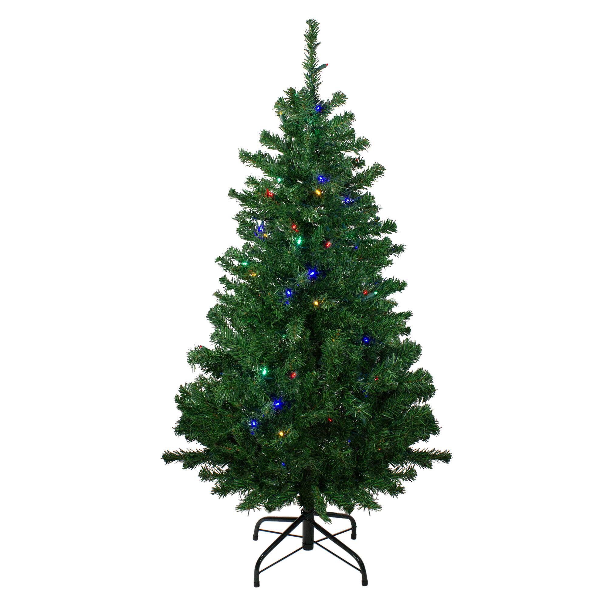 4ft. Pre-Lit Mixed Classic Pine Artificial Christmas Tree, Multicolor LED Lights