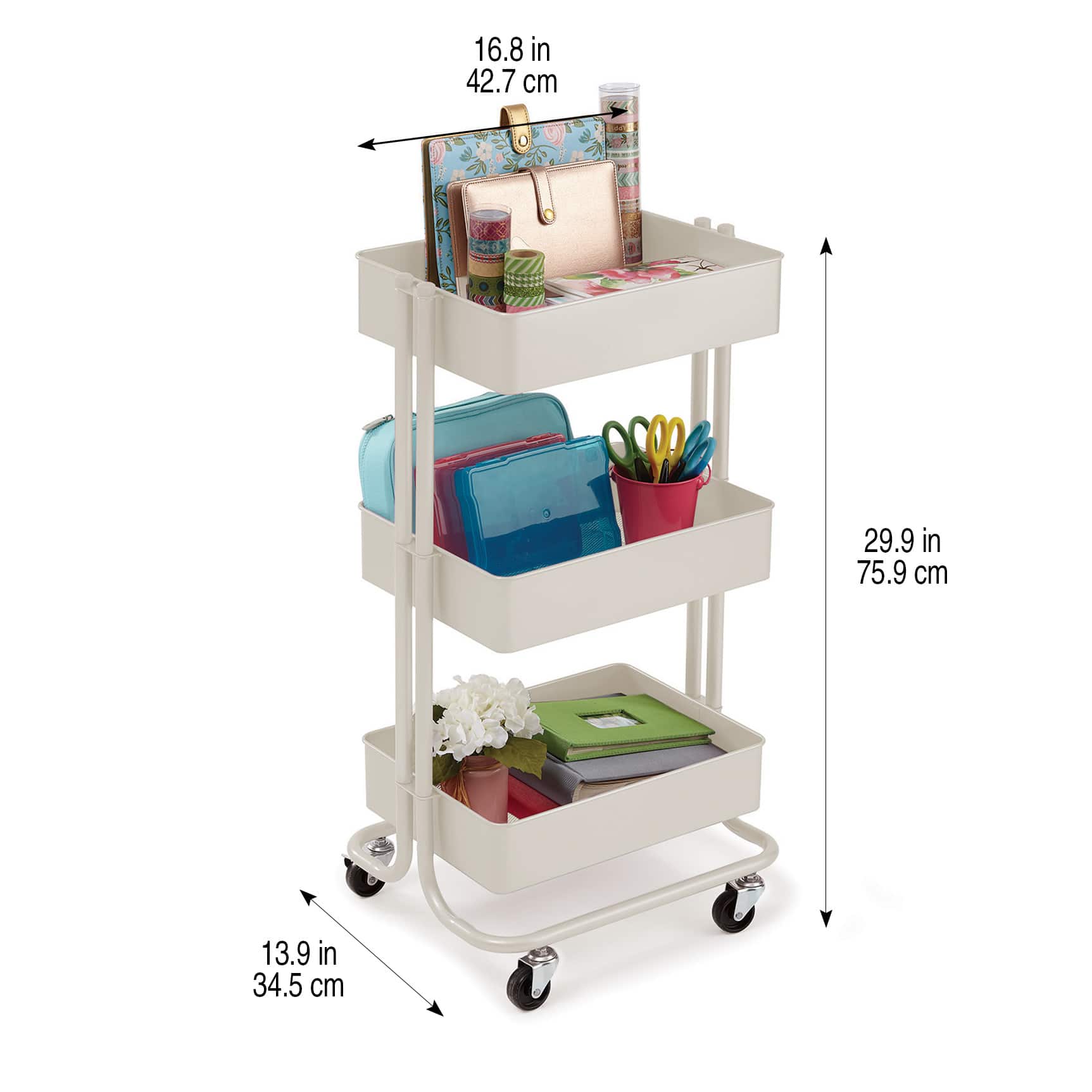 Simply Tidy Lexington 3 Tier Home or Office Organization Rolling Cart, Rose  Gold, 1 Piece - Kroger