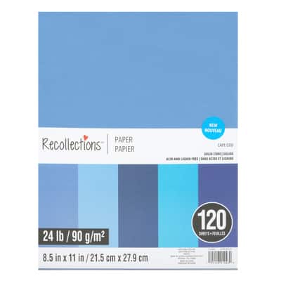 8.5" x 11" Mixed 24lb. Solid Core Paper Pack by Recollections™, 120 Sheets image
