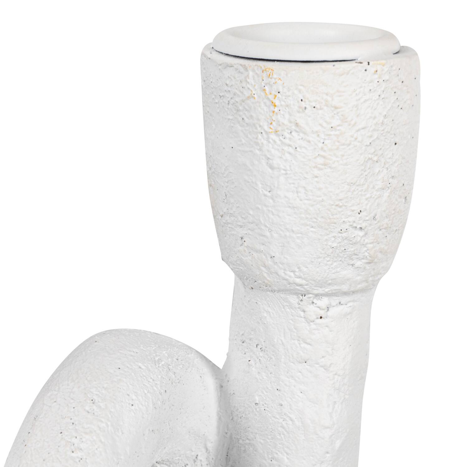 Hello Honey® 8.3" White Abstract Double Taper Candle Holder