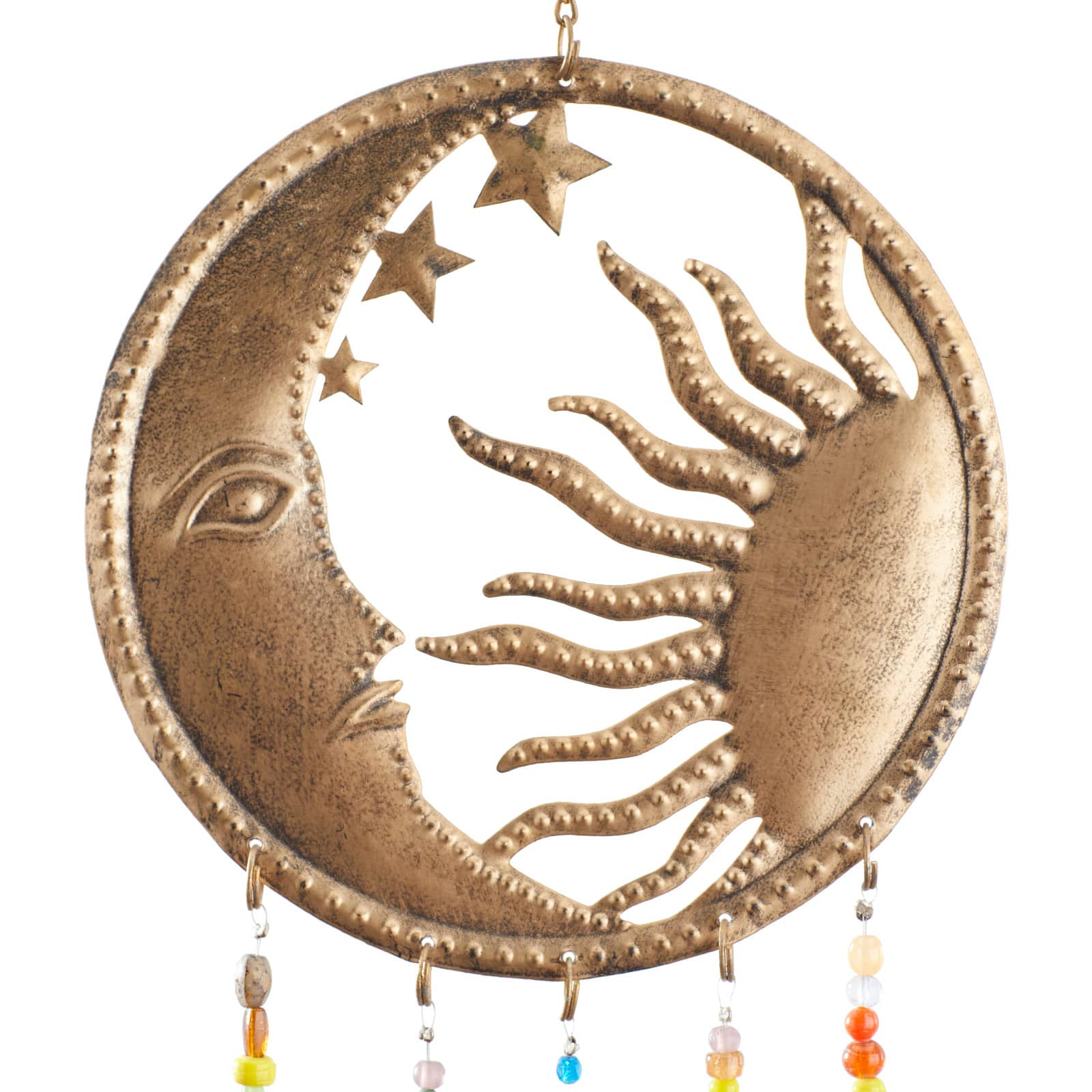 Brass Colored Metal Glam Sun &#x26; Moon Windchime