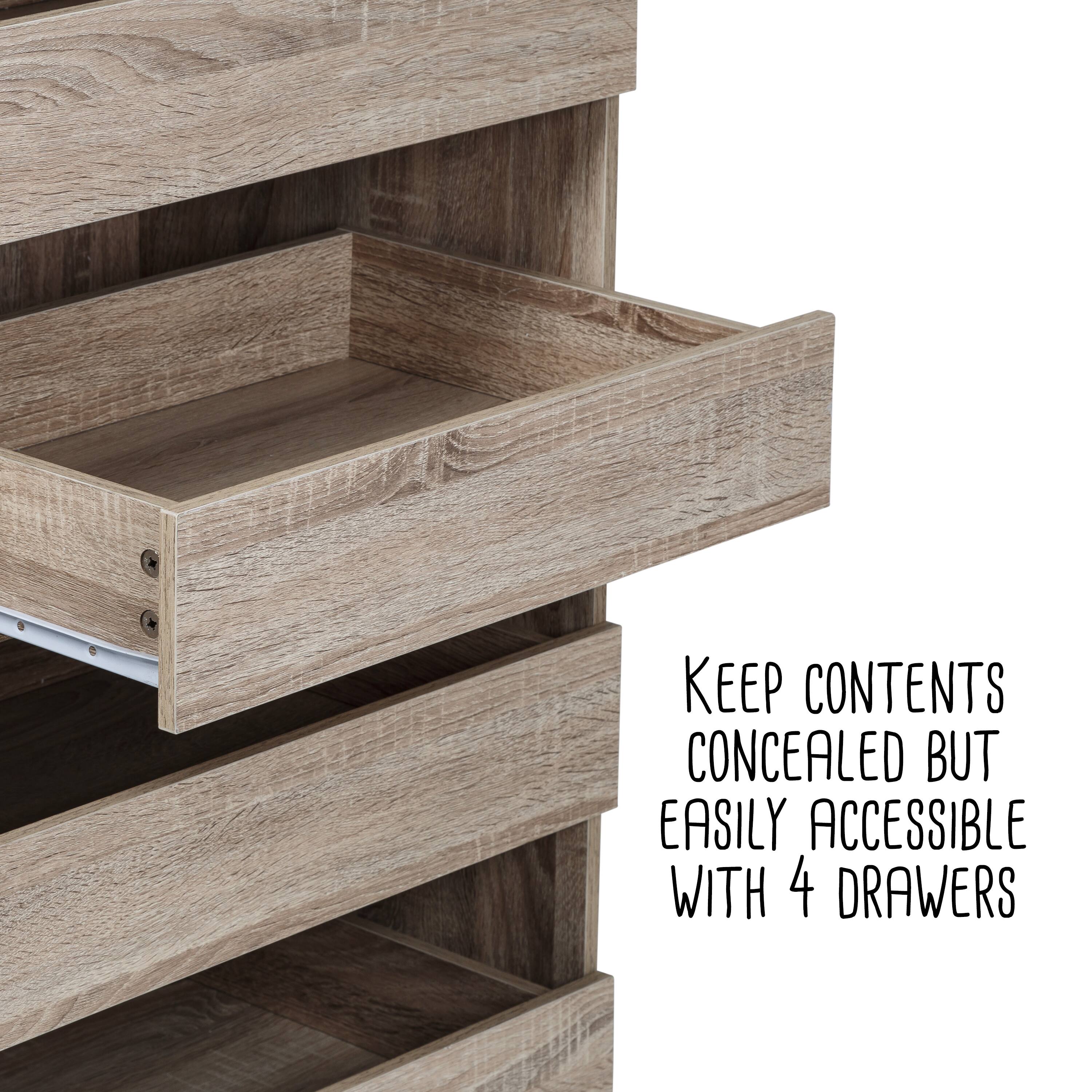 Honey Can Do Brown Tall & Narrow Stackable Storage Drawers with Wood Finish
