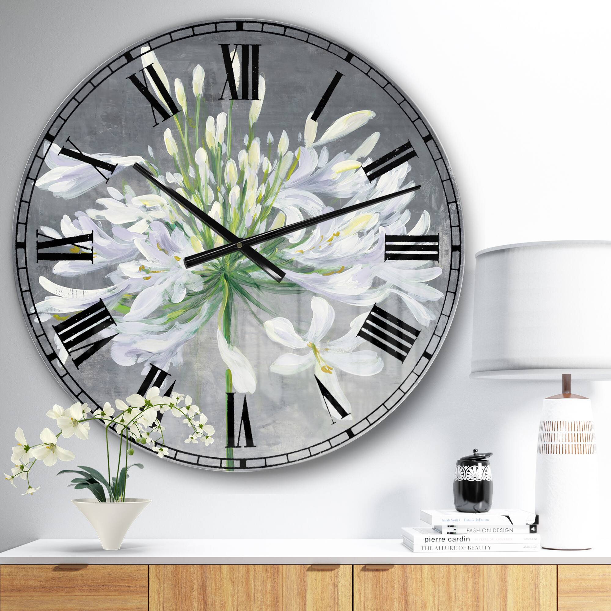 Designart 'Flower Cleome Splash I Traditional Wall Clock
