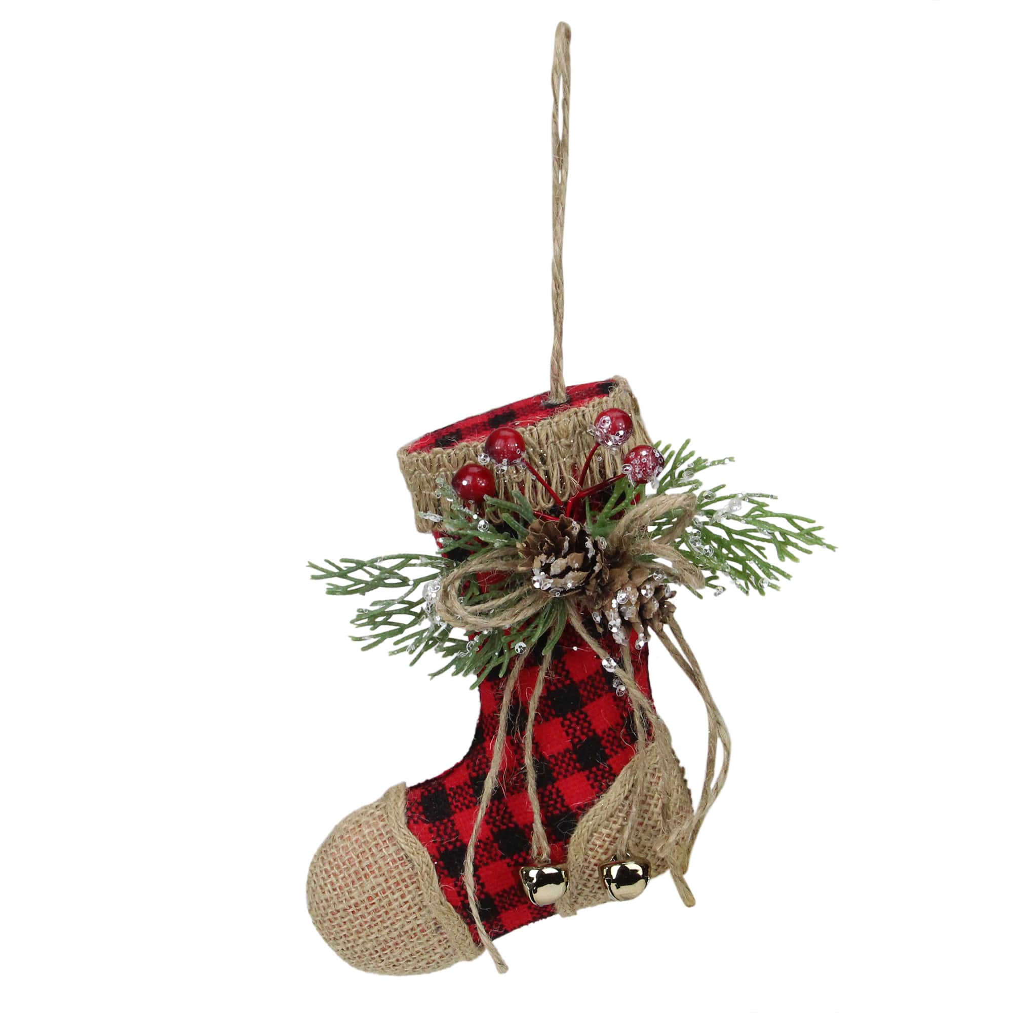 Red Plaid & Burlap Stocking Ornament