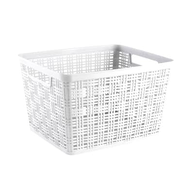 White Plastic Wicker Storage Basket by Simply Tidy® | Michaels