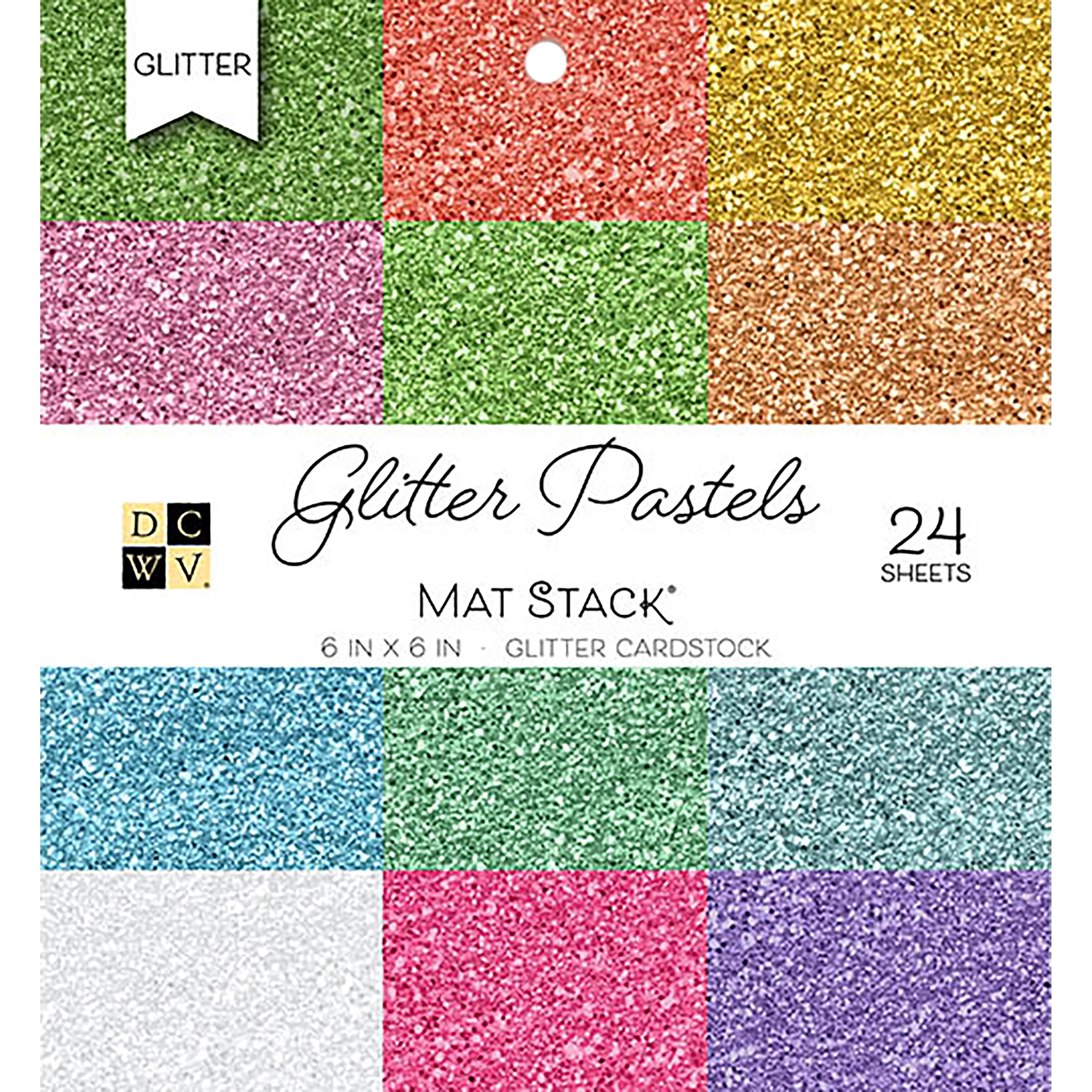 DCWV® Glitter Pastels Solid 6" x 6" SingleSided Cardstock Stack, 24 Sheets Cardstock Paper