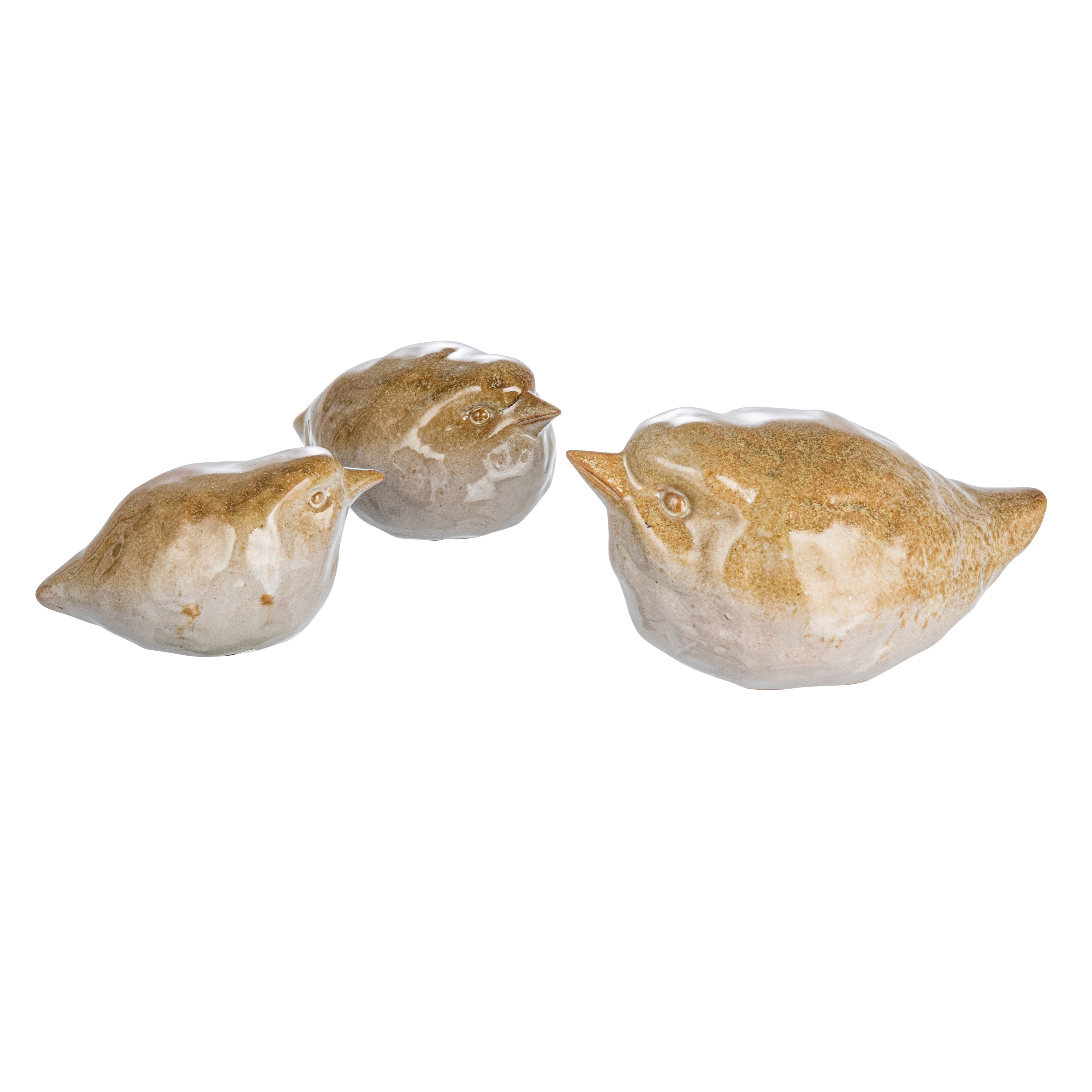 Hello Honey&#xAE; Tan Ceramic Bird Figurine Set