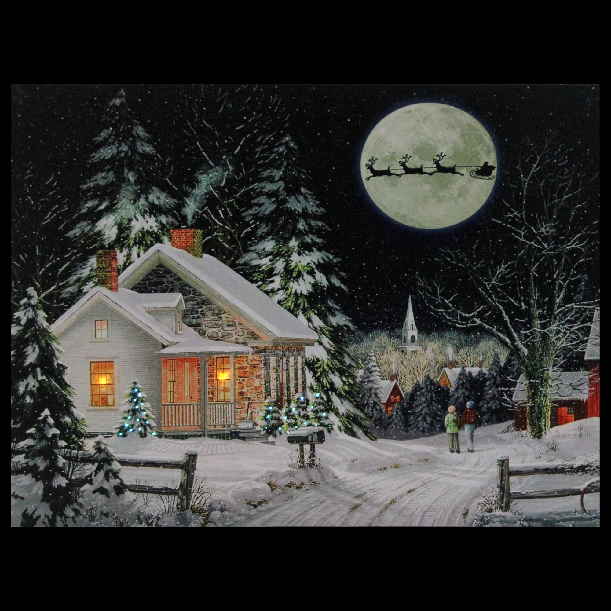 LED Lighted Santa Claus Coming To Town Christmas Wall Art