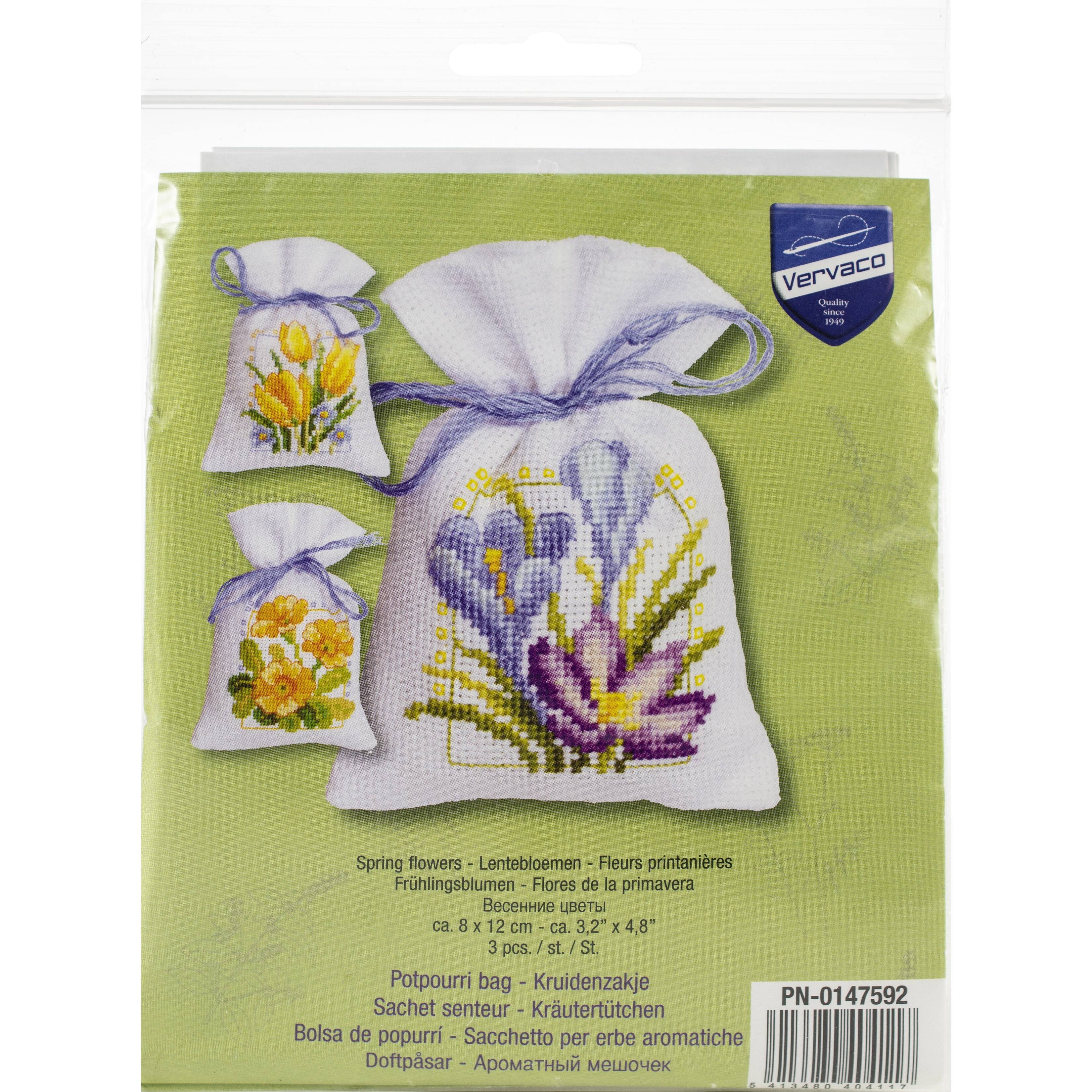 Vervaco Spring Flowers Counted Cross Stitch Sachet Bags Kit Michaels
