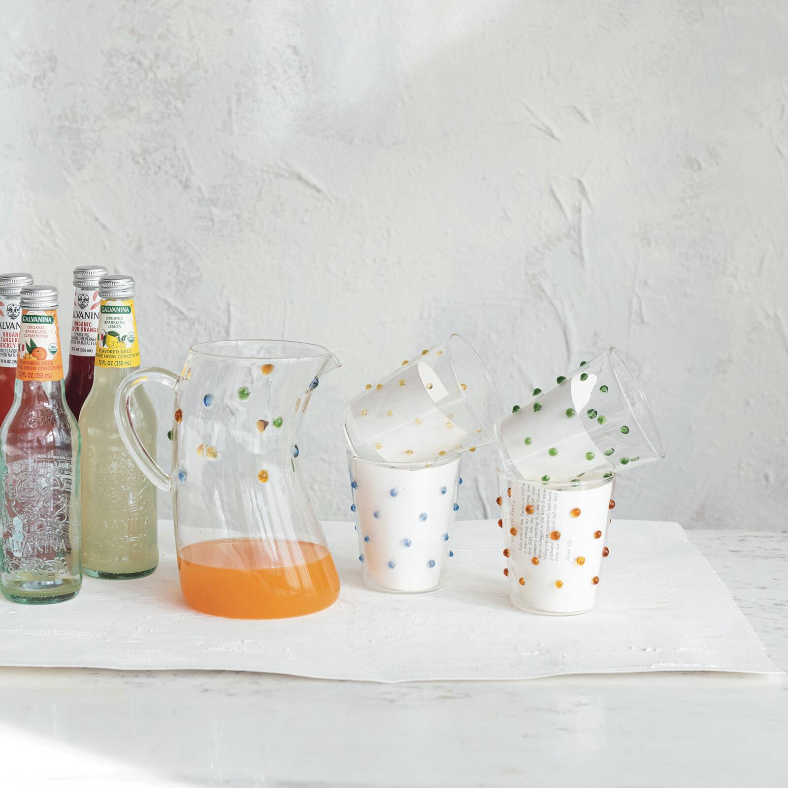Hello Honey 13oz. Multicolor Dotted Borosilicate Glassware Set, 4ct.
