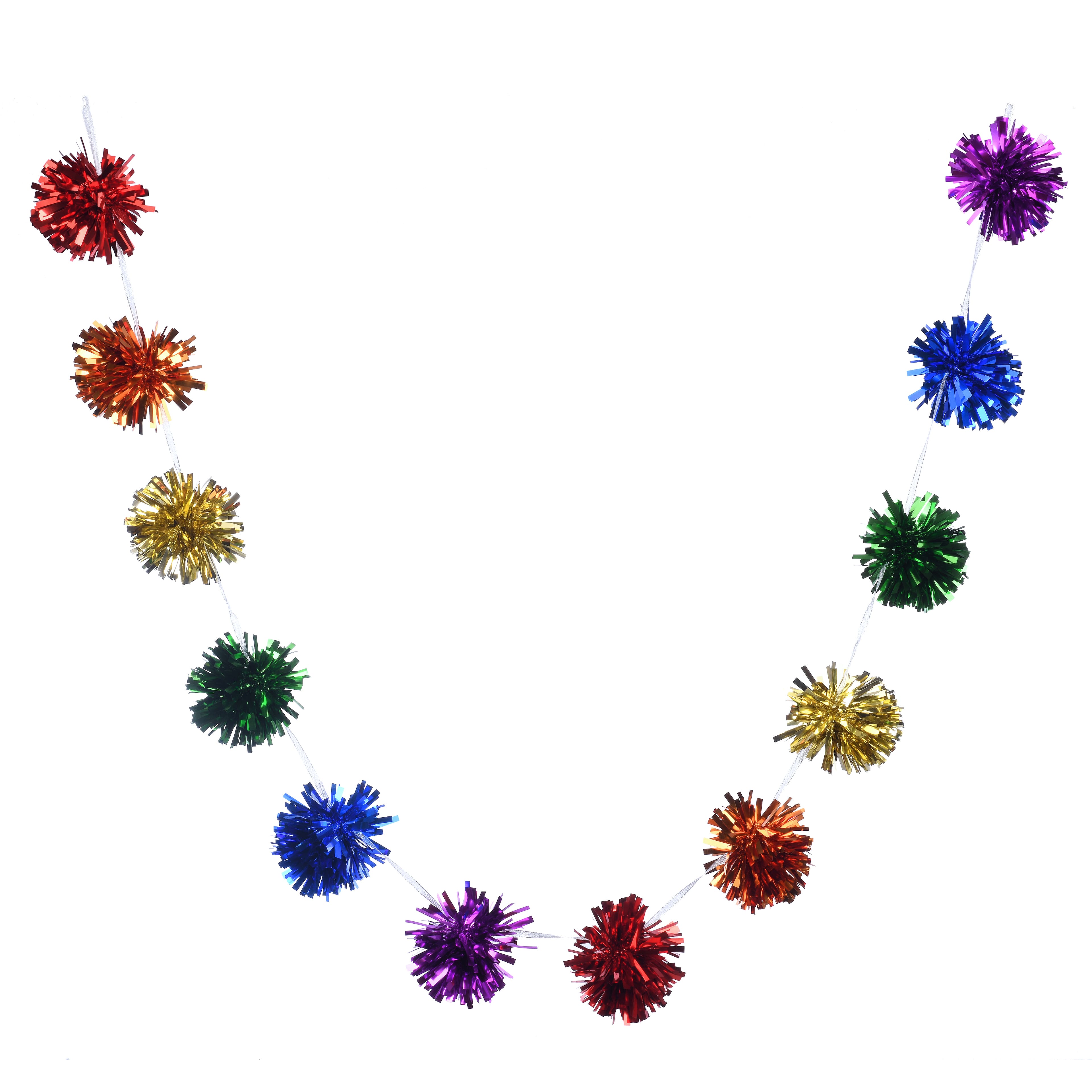 6ft. Rainbow Pom Pom Tinsel Garland by Celebrate It&#x2122;
