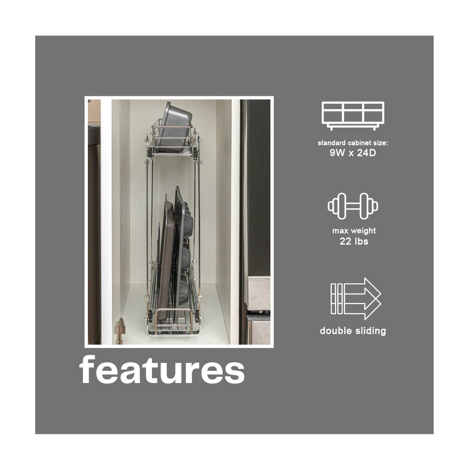 Household Essentials Glidez Chrome-Plated Steel 2-Tier Dual-Sliding Storage Organizer