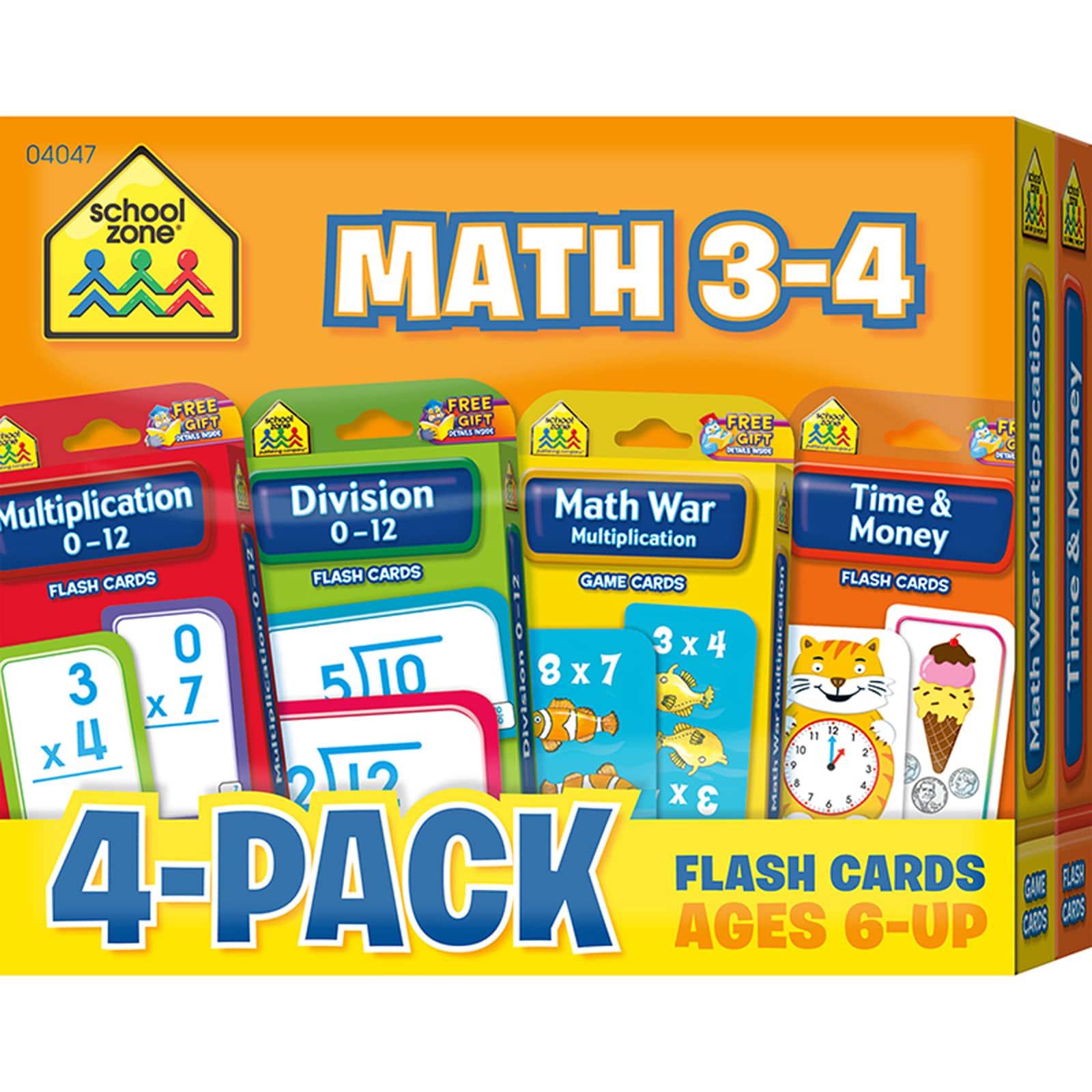 Ages 6 and Up, School Zone Math War Addition & Subtraction Game Cards 