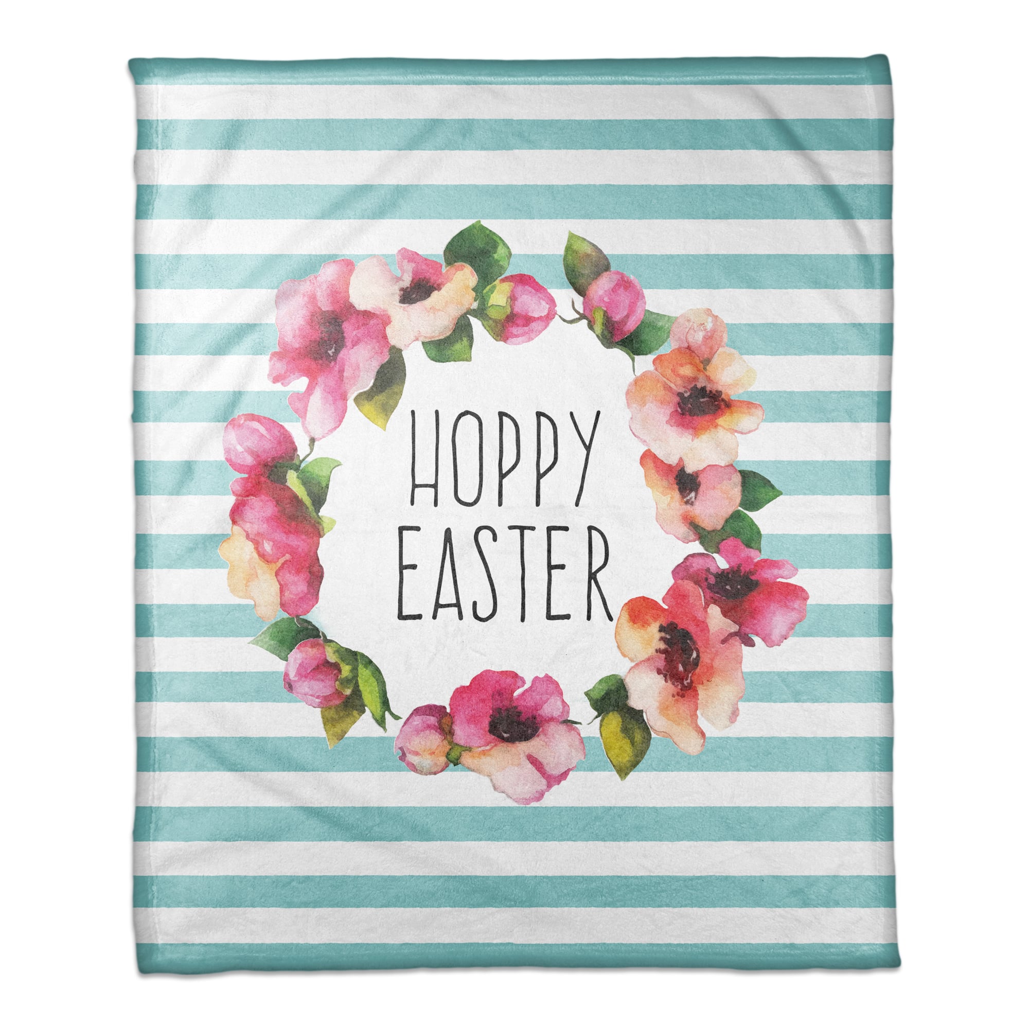 Hoppy Easter Floral &#x26; Stripes Throw Blanket