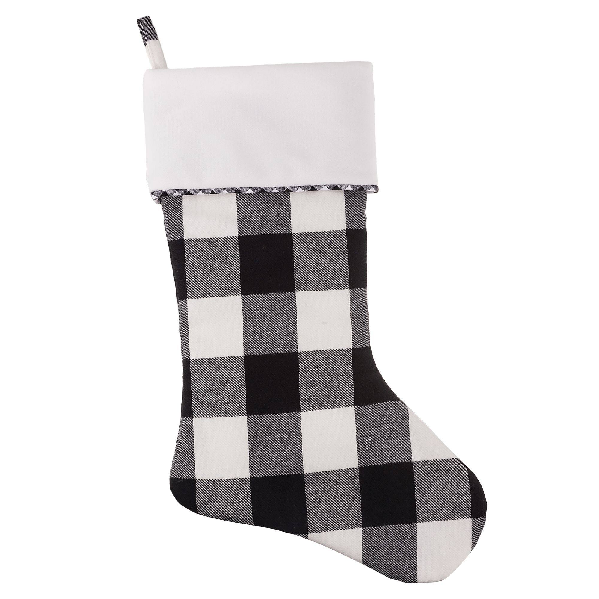 Haute Decor HangRight Black & White Buffalo Check Christmas Stocking
