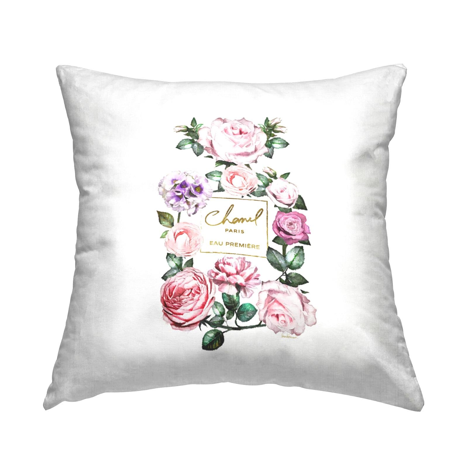 Stupell Industries Spring Floral Garden Designer Fragrance Bottle Throw Pillow, 18&#x22; x 18&#x22;