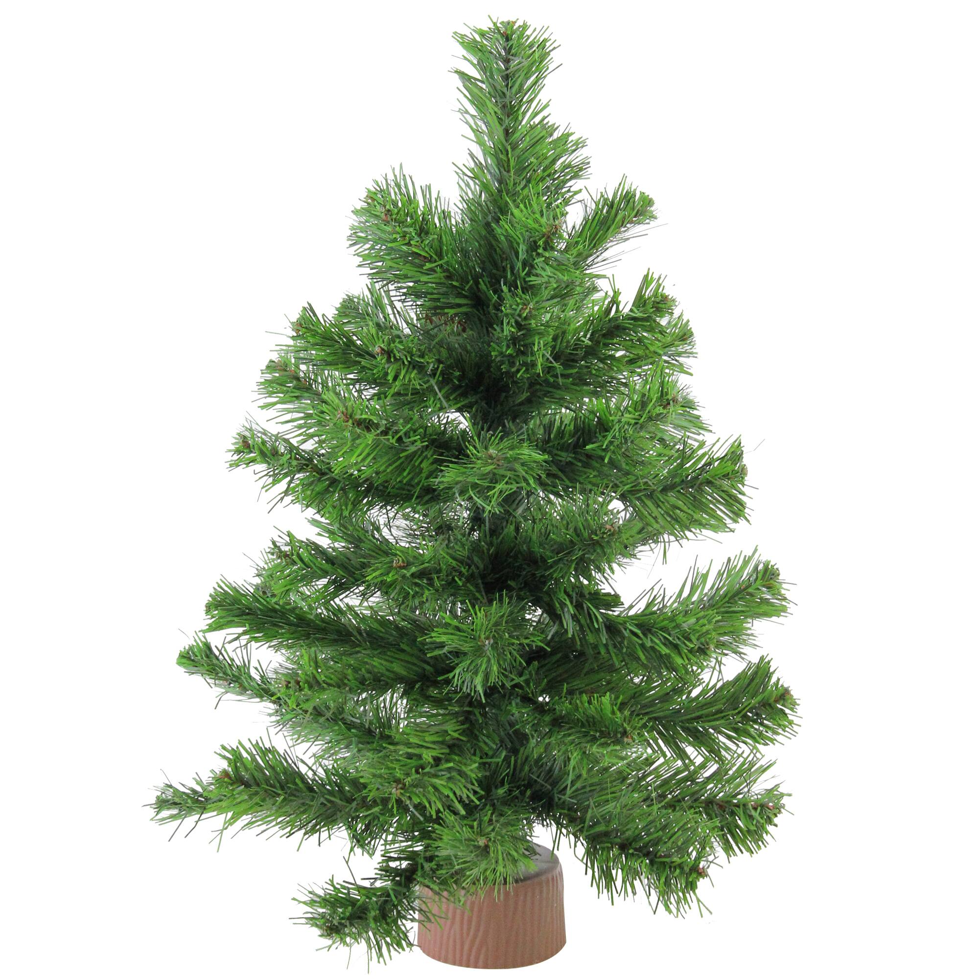 18" Unlit Mini Pine Artificial Christmas Tree in Faux Wood Base