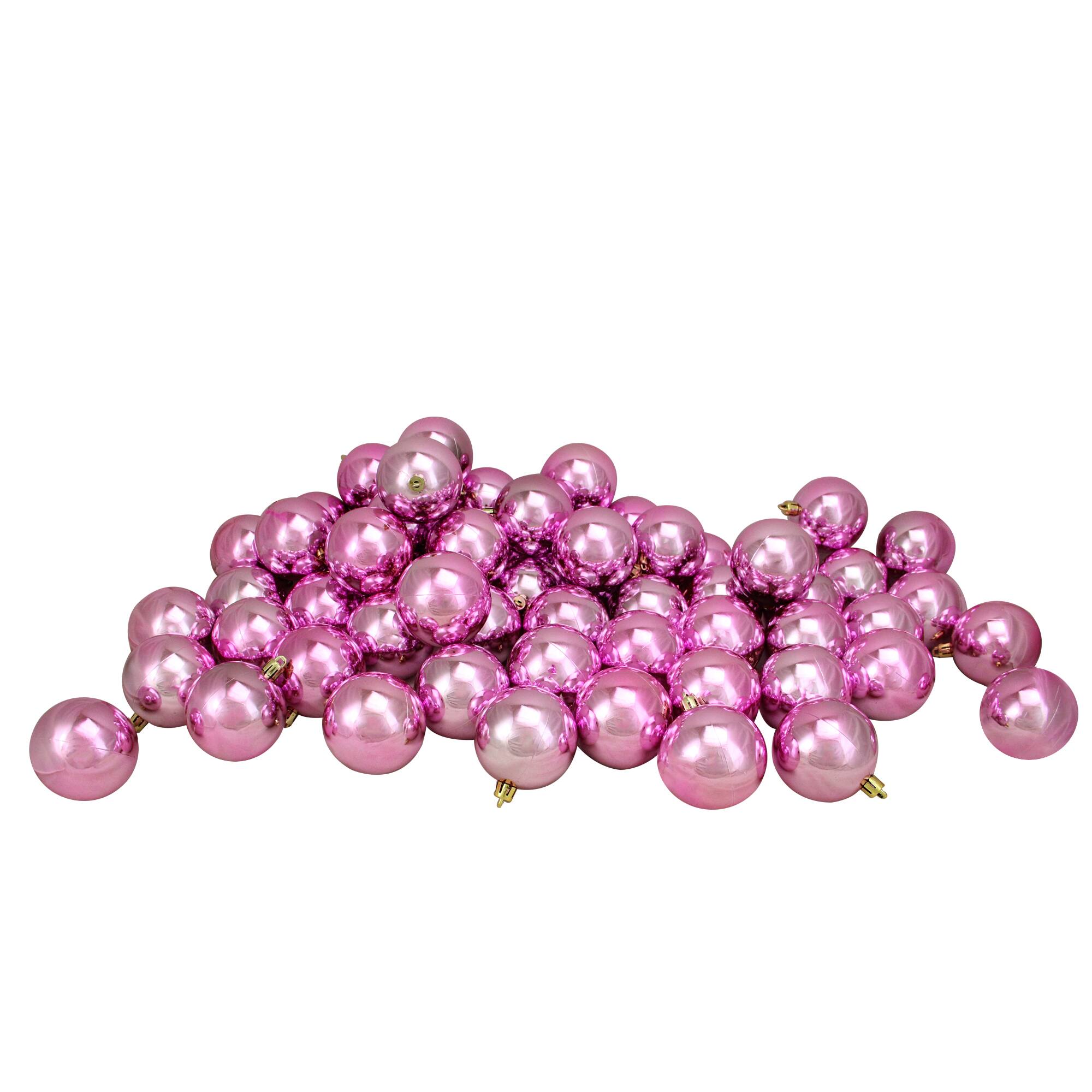 60ct Shiny Bubblegum Pink Shatterproof Ball Ornaments