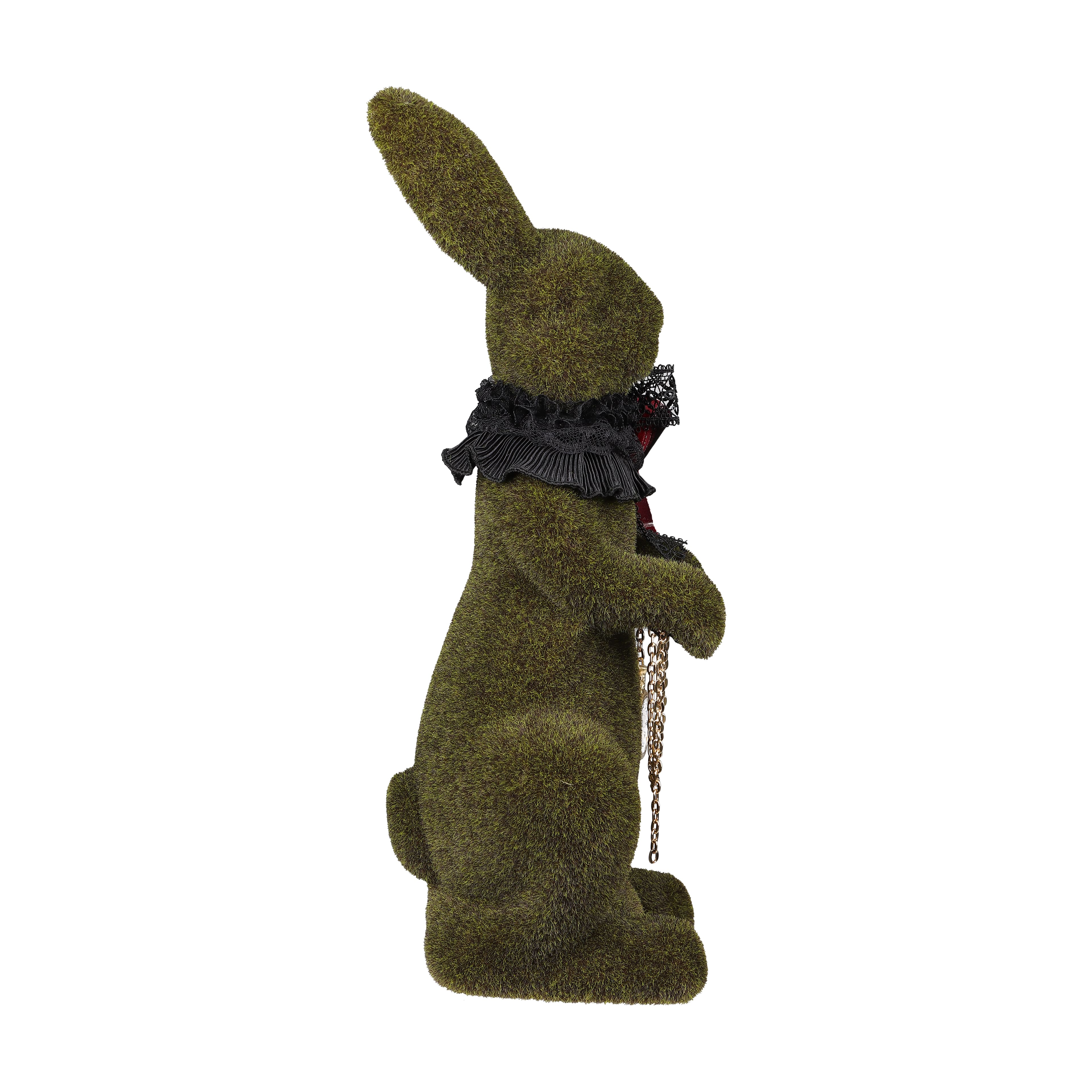 18&#x22; Faux Grass Tabletop Bunny with Scarf &#x26; Pocket Watch by Ashland&#xAE;